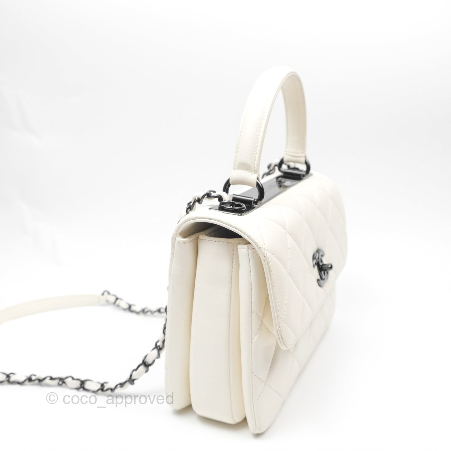 Chanel Trendy CC Small White Lambskin Black Hardware