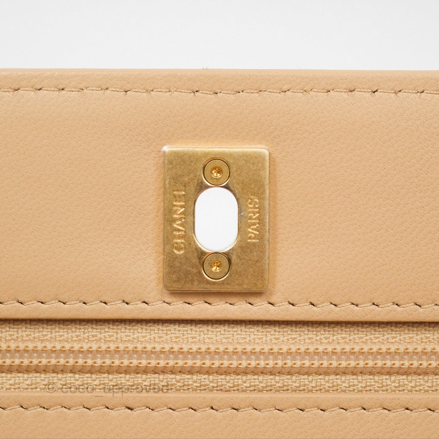 Chanel Quilted Pearl Crush Wallet on Chain WOC Beige Lambskin Aged Gold Hardware
