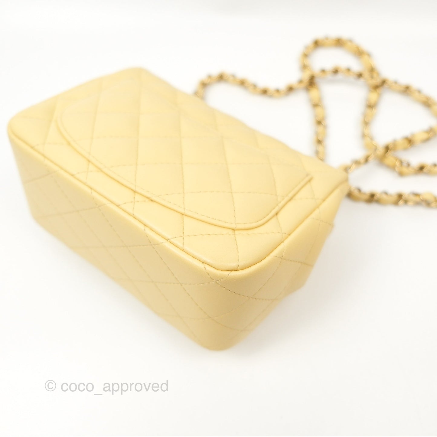 Chanel Quilted Mini Square Yellow Lambskin Gold Hardware