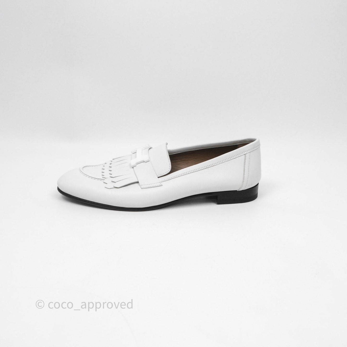 Hermès Royal Loafers White Calfskin Size 38