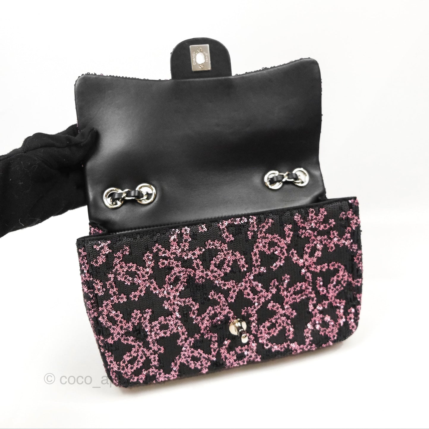 Chanel Medium CC Sequins Flap Bag Pink & Black Silver Hardware