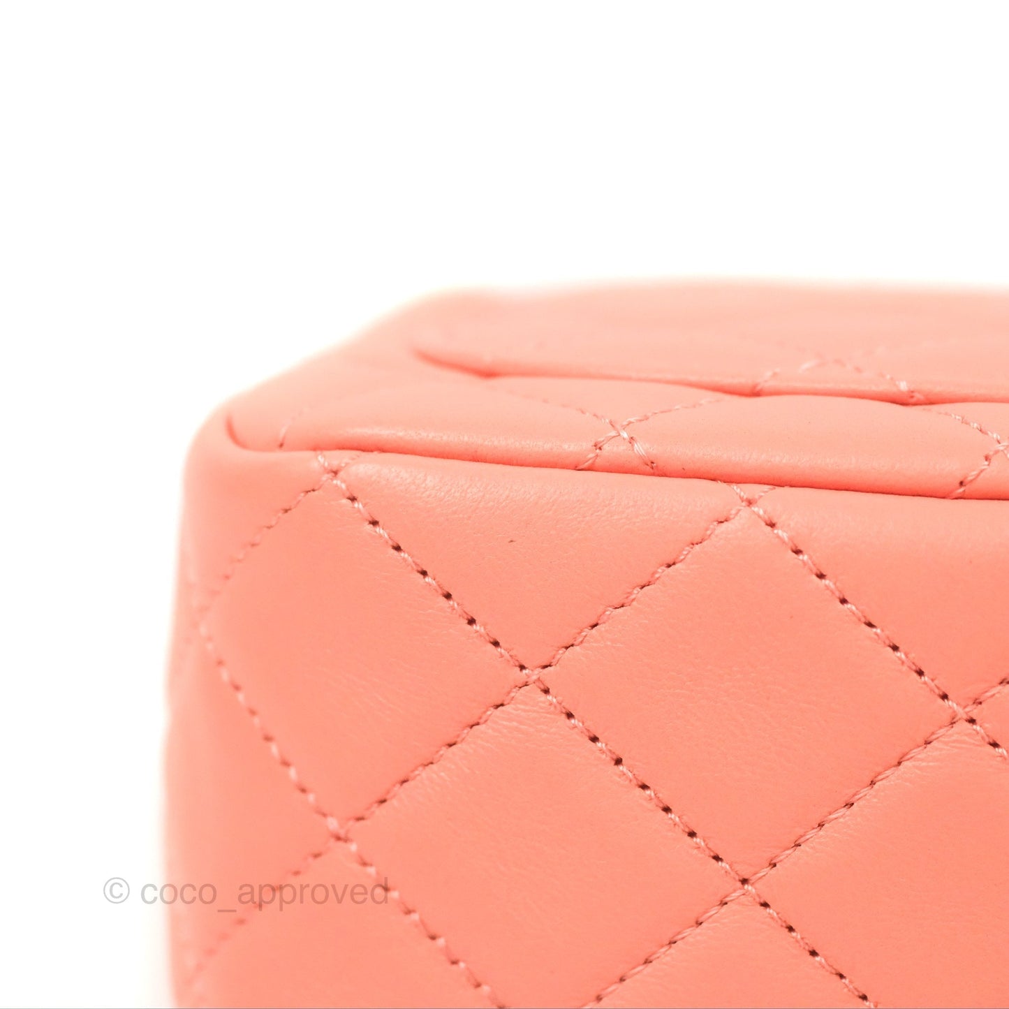 Chanel Pearl Crush Mini Square Quilted Pink Lambskin Aged Gold Hardware