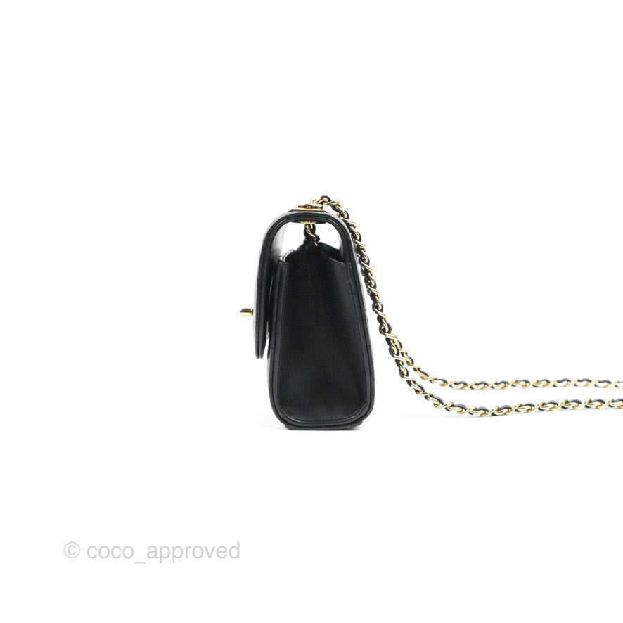 Chanel Mini Quilted Trendy CC Clutch With Chain Black Lambskin Gold Hardware