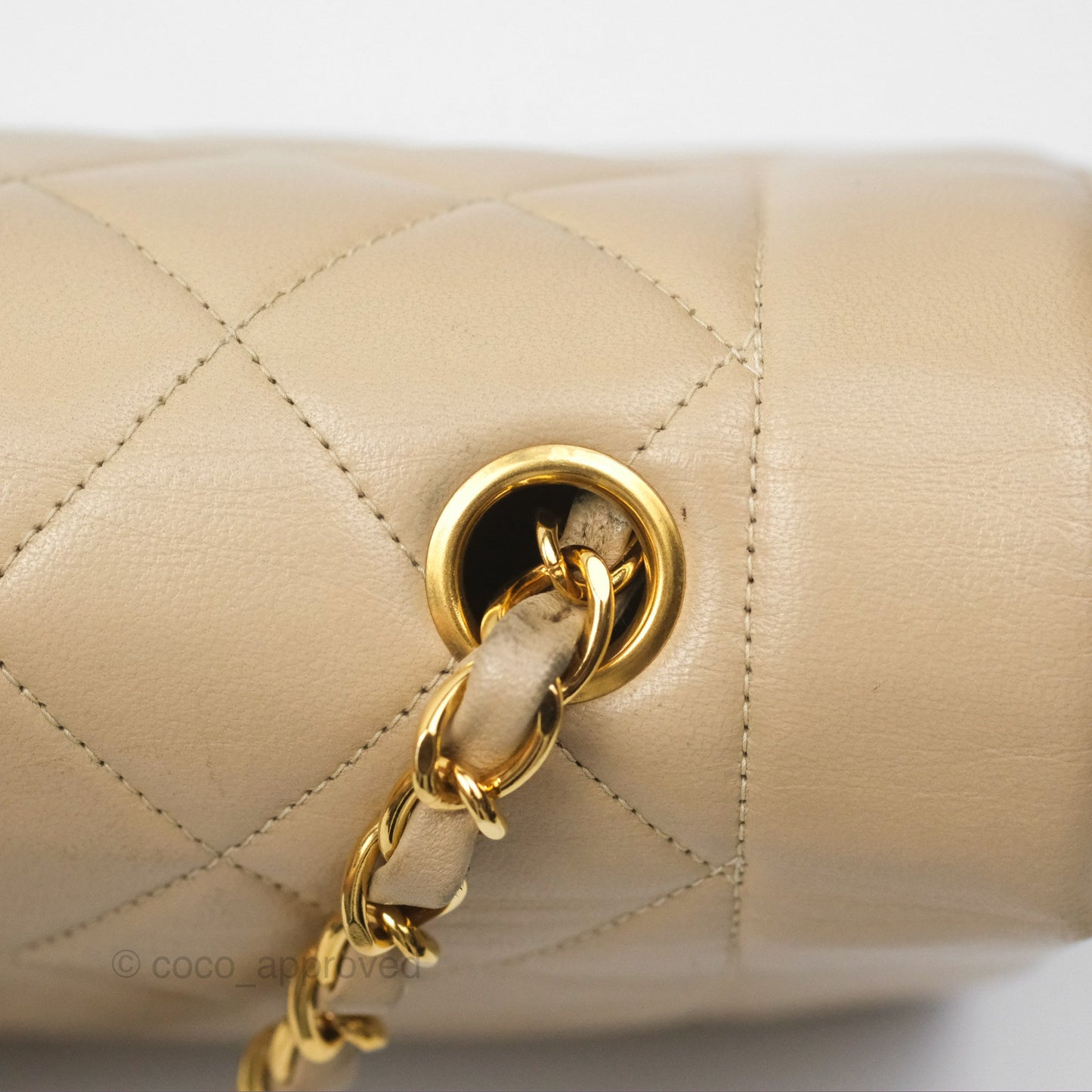 Chanel Vintage Small Quilted Classic Diana Flap Bag Beige Lambskin 24K Gold Hardware