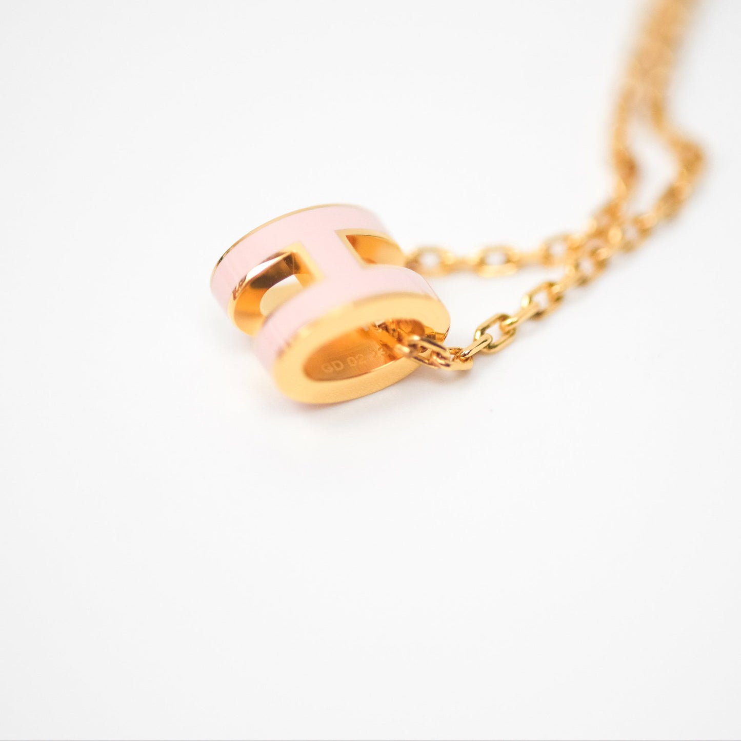 Hermès Mini Pop H Pendant Necklace Rose Dragee Gold Hardware