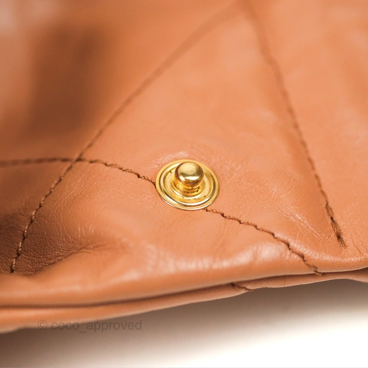 Chanel 22 Small Caramel Beige Shiny Calfskin Aged Gold Hardware
