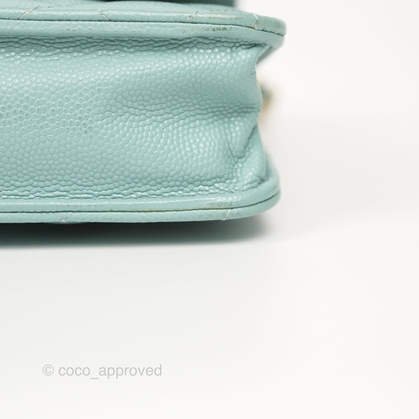 Chanel Quilted Classic Wallet On Chain WOC Tiffany Blue Caviar Gold Hardware