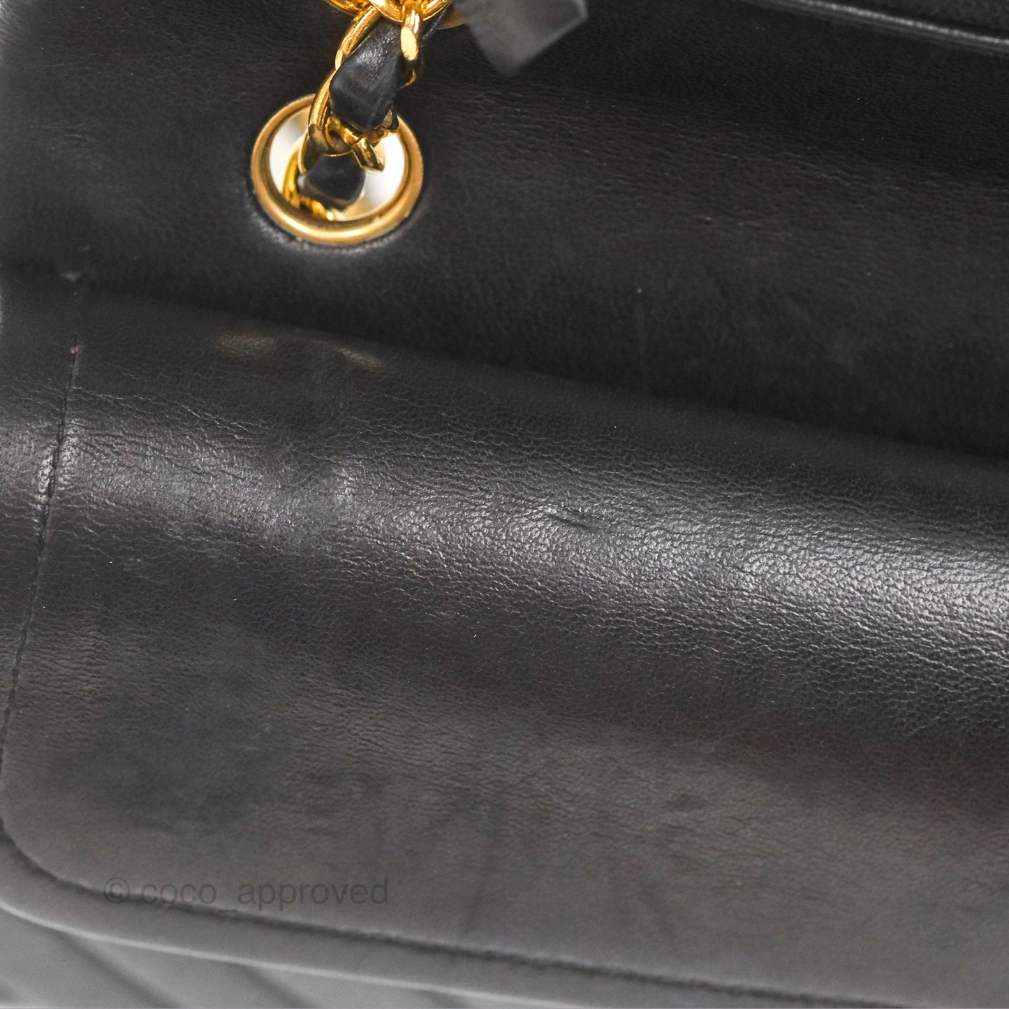 Chanel Vintage Medium Classic Flap Chevron Black Lambskin 24K Gold Hardware