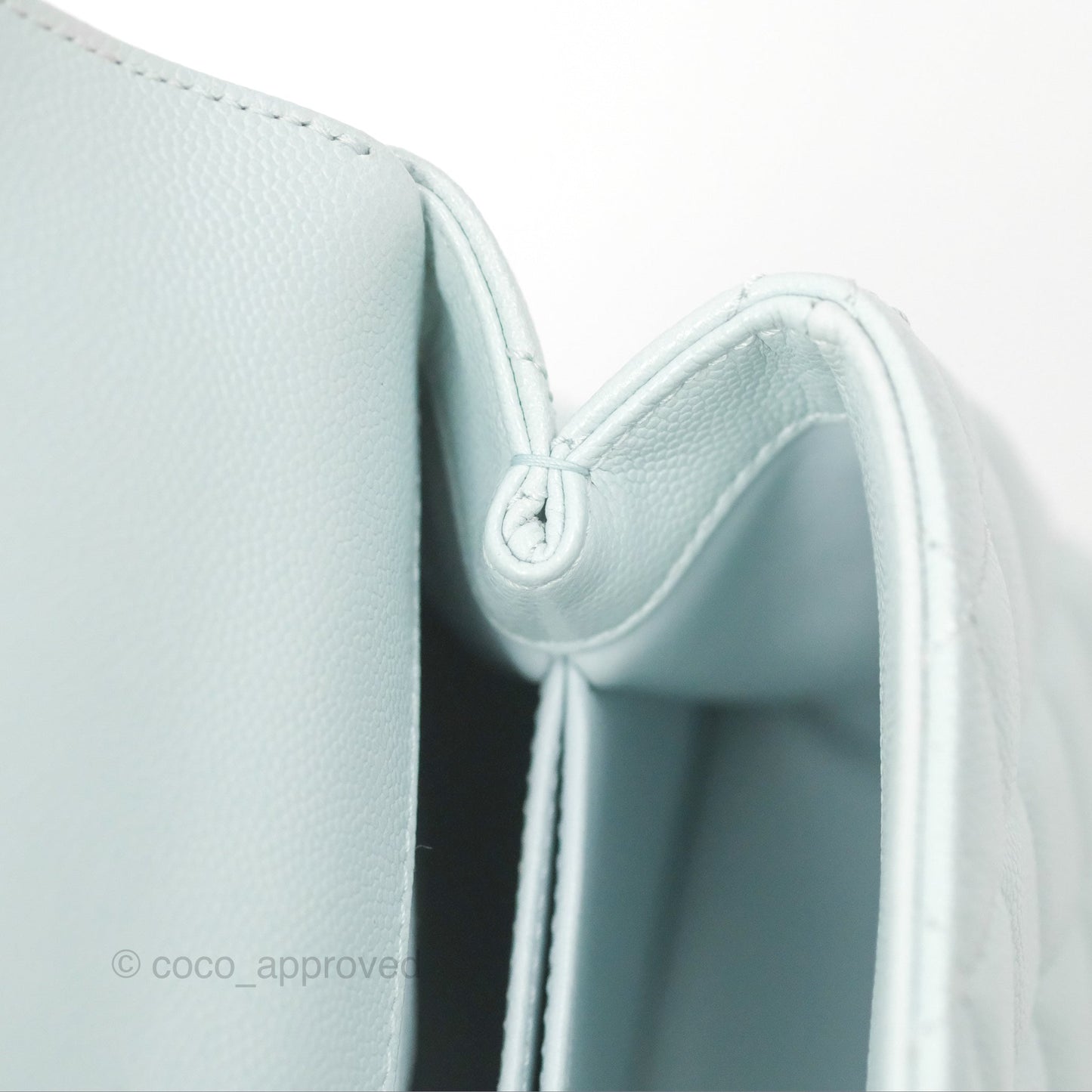 Chanel Small Coco Handle Quilted Light Baby Blue Caviar Gold Hardware