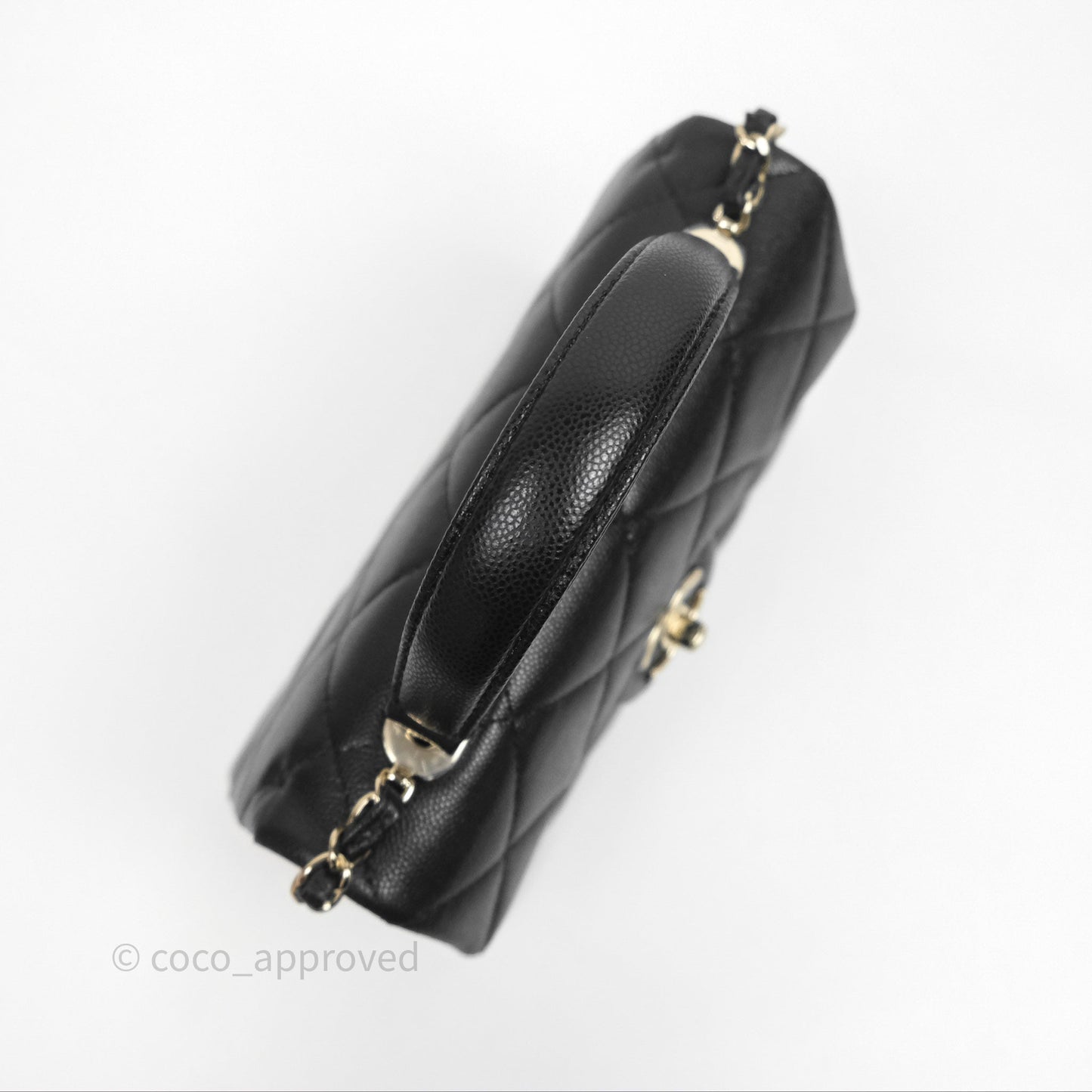 Chanel Quilted Small Top Handle Flap Bag Black Caviar Gold Hardware