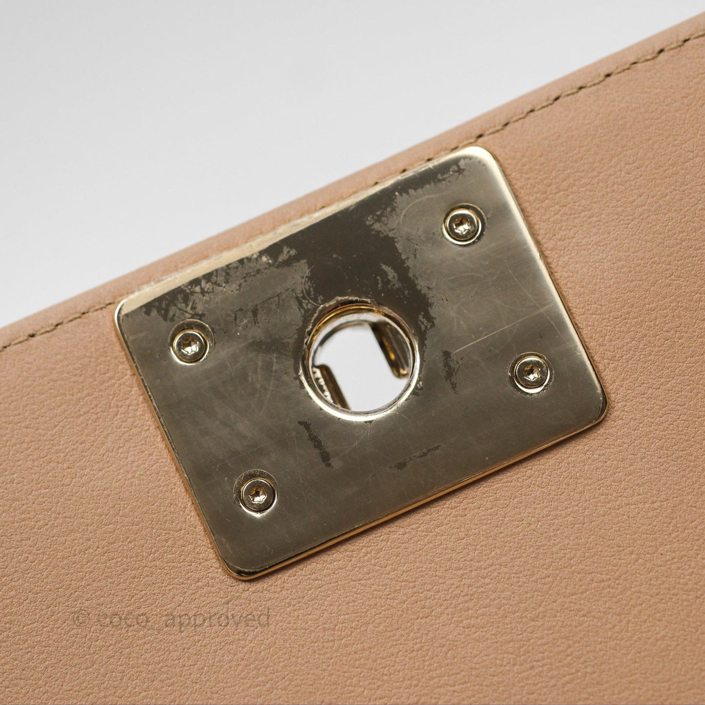 Chanel Boy Quilted Medium Beige Calfskin Gold Hardware