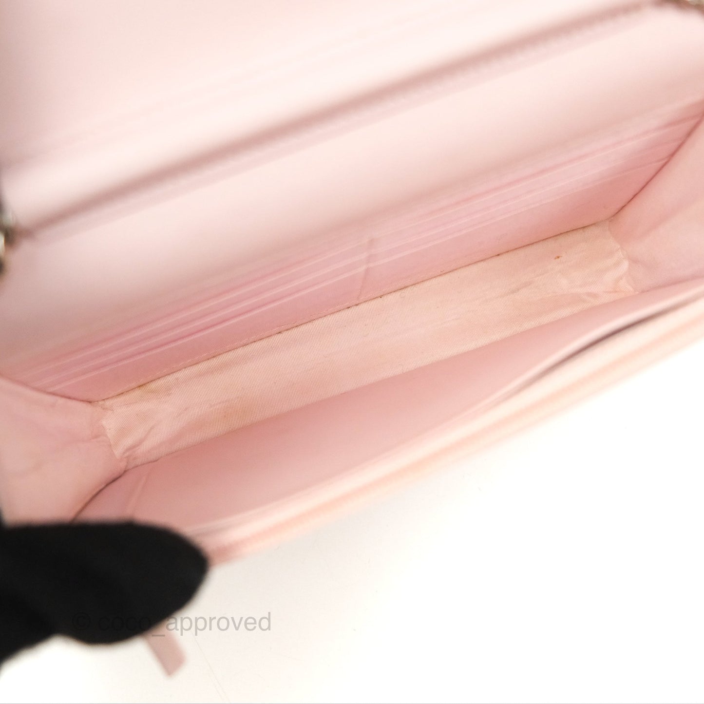 Chanel Deauville Wallet On Chain WOC Pink Canvas Silver Hardware