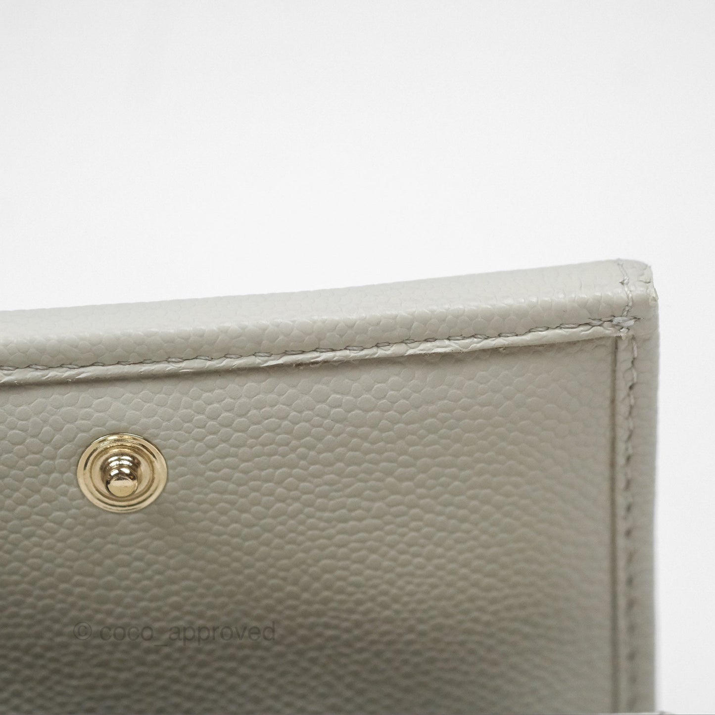 Chanel Quilted Classic Short Wallet Light Grey Caviar Gold Hardware