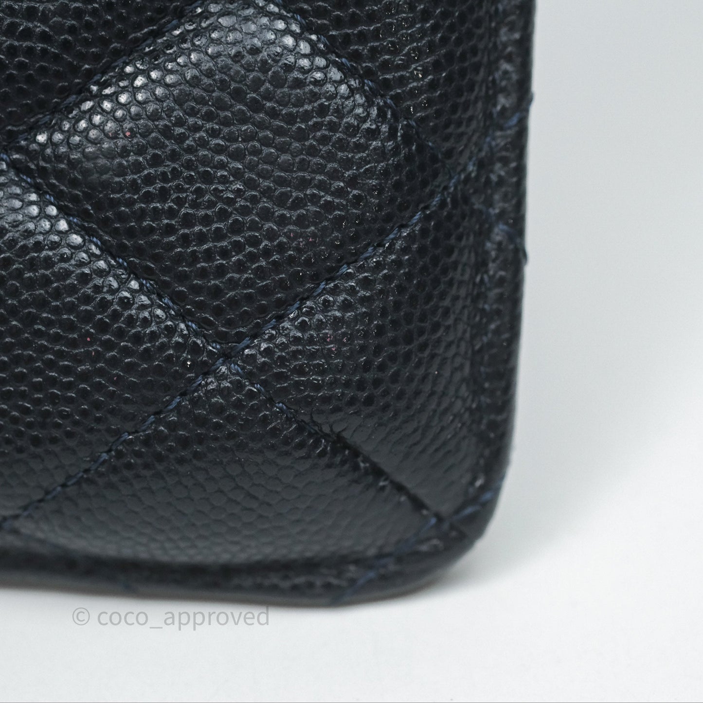 Chanel Classic Flat Navy Caviar Wallet Pouch Gold Hardware