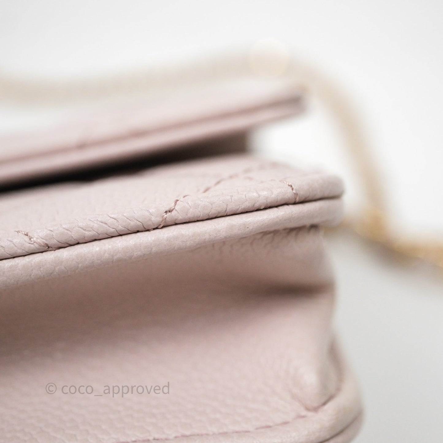 Chanel WOC Wallet On Chain CC Coco Chain Quilted Lilac Caviar Gold Hardware
