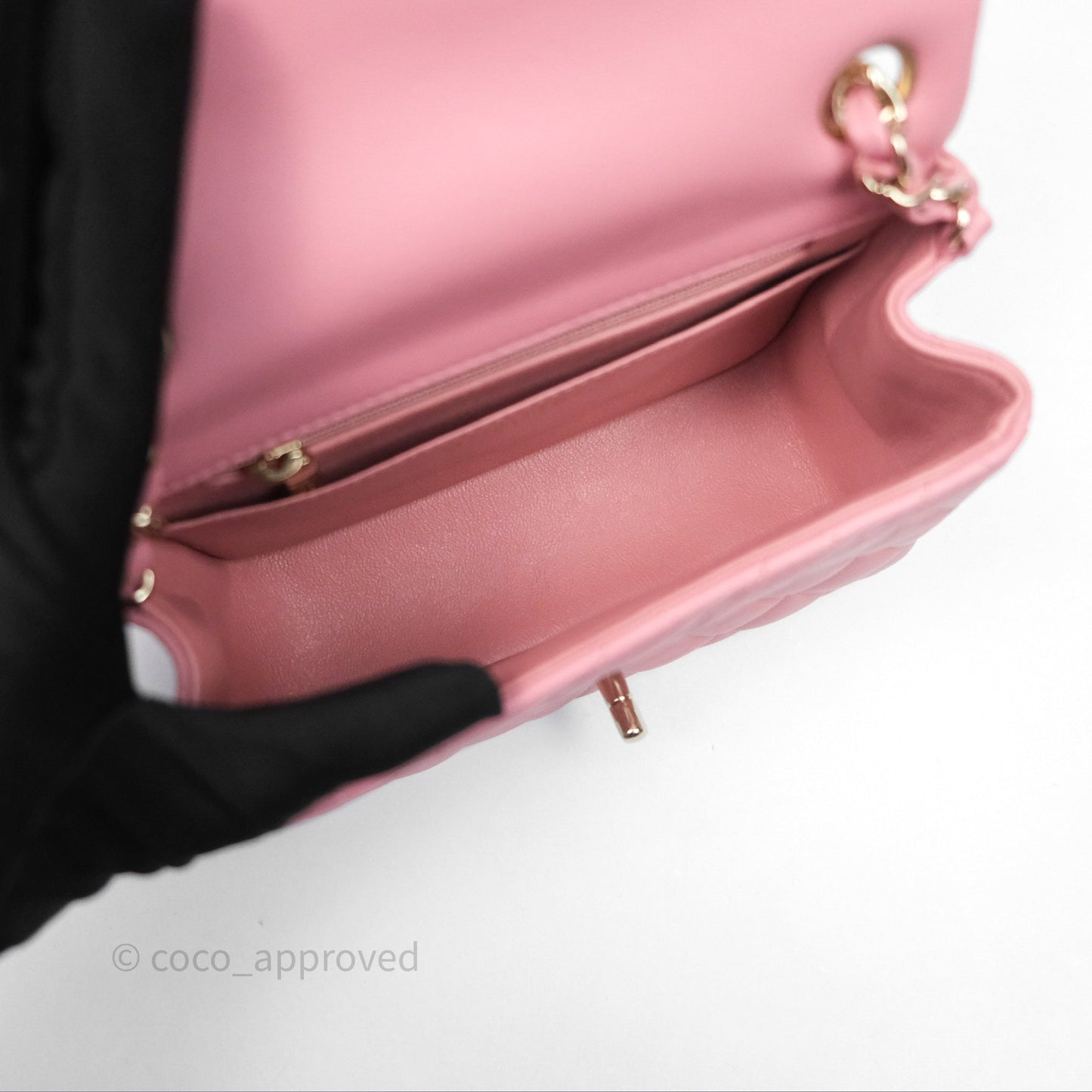 Chanel Mini Square Flap Quilted Pink Lambskin Gold Hardware