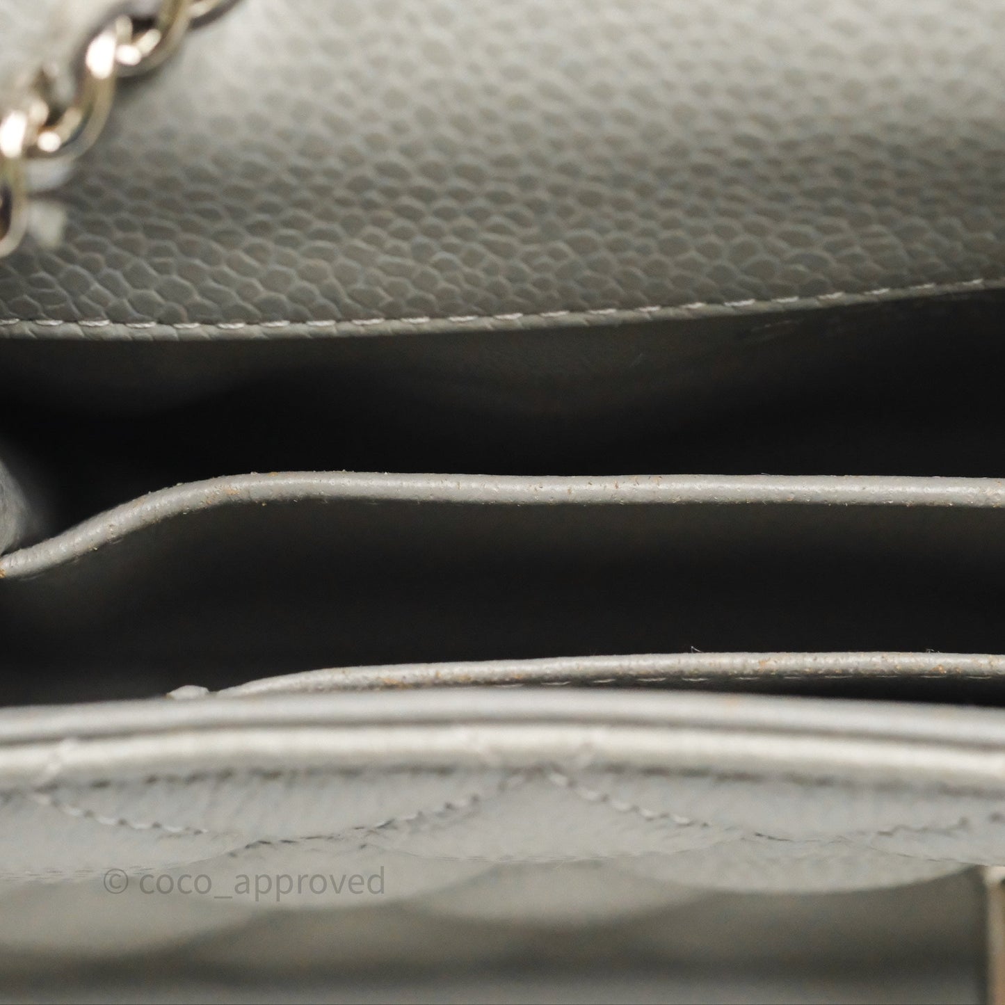 Chanel Extra Mini Rectangular Flap Quilted Light Grey Caviar Silver Hardware