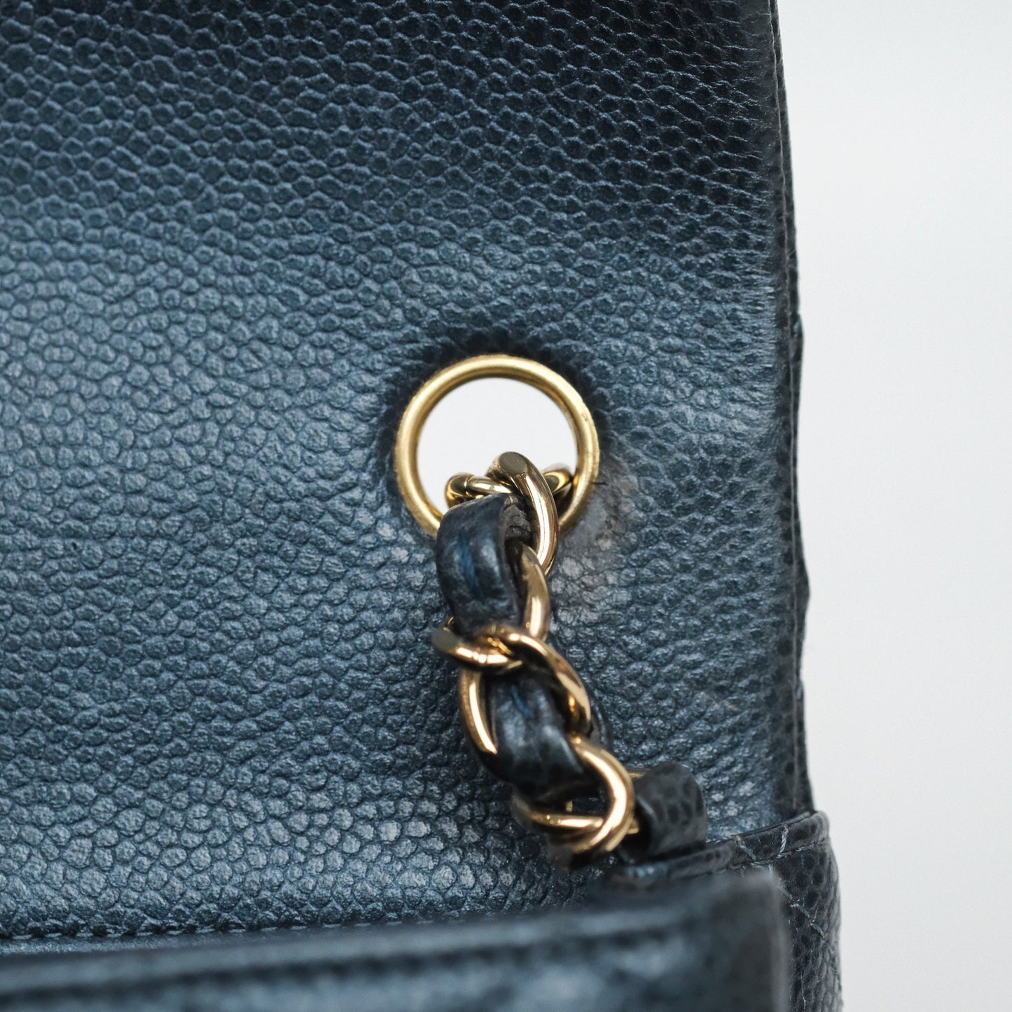 Chanel Mini Rectangular Quilted Iridescent Teal Caviar Gold Hardware
