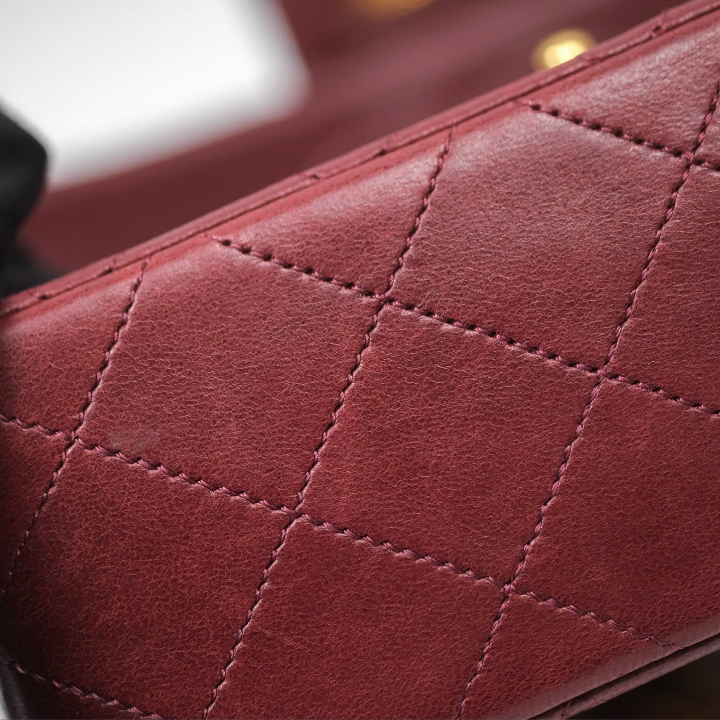 Chanel Vintage Mini Square Burgundy Lambskin 24K Gold Hardware