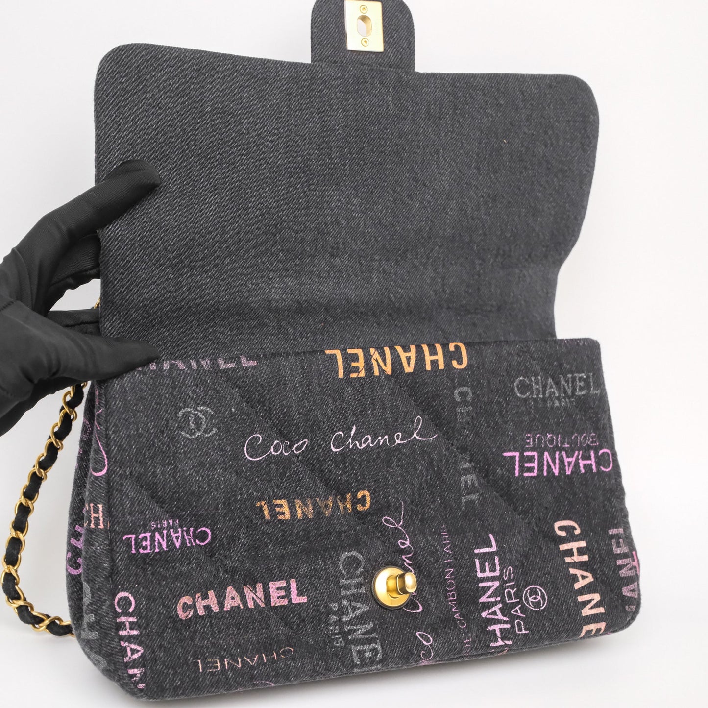 Chanel Large Denim Mood Flap Quilted Black Multicolor