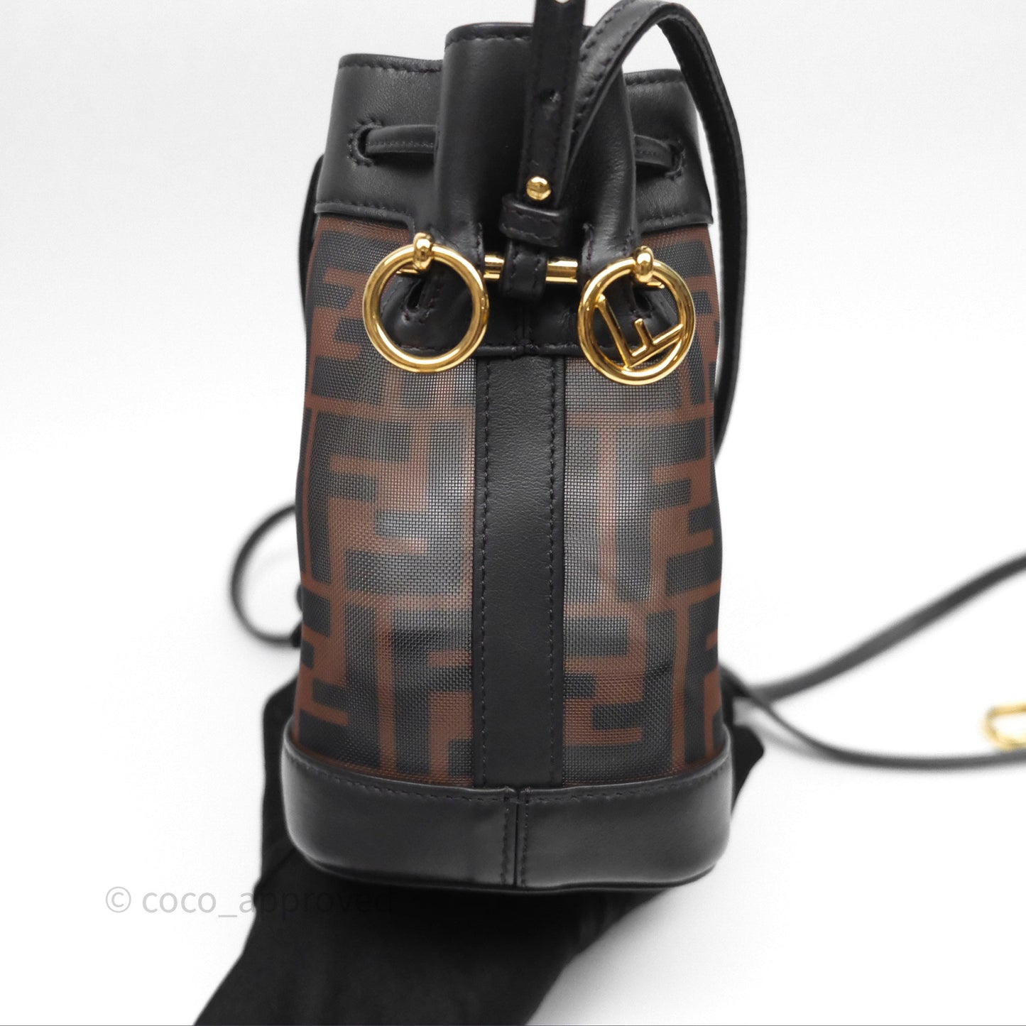 Fendi Mini Mon Tresor Bucket Bag Zucca See Through Mesh Brown/Black/Ebony