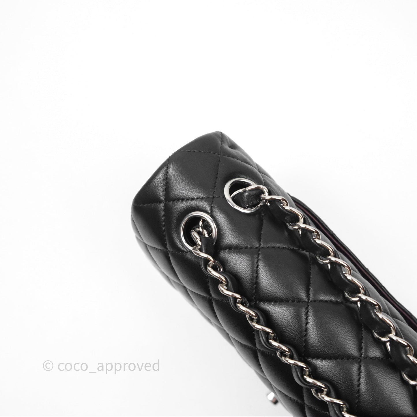 Chanel Classic M/L Medium Flap Quilted Black Lambskin Silver Hardware
