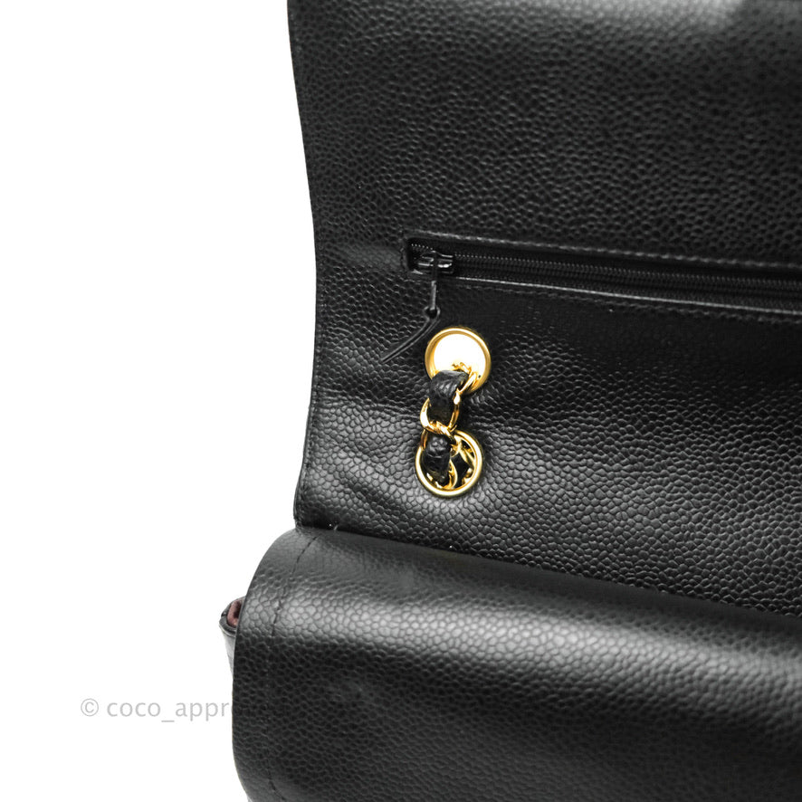 Chanel Classic Double Flap M/L Black Caviar Gold Hardware