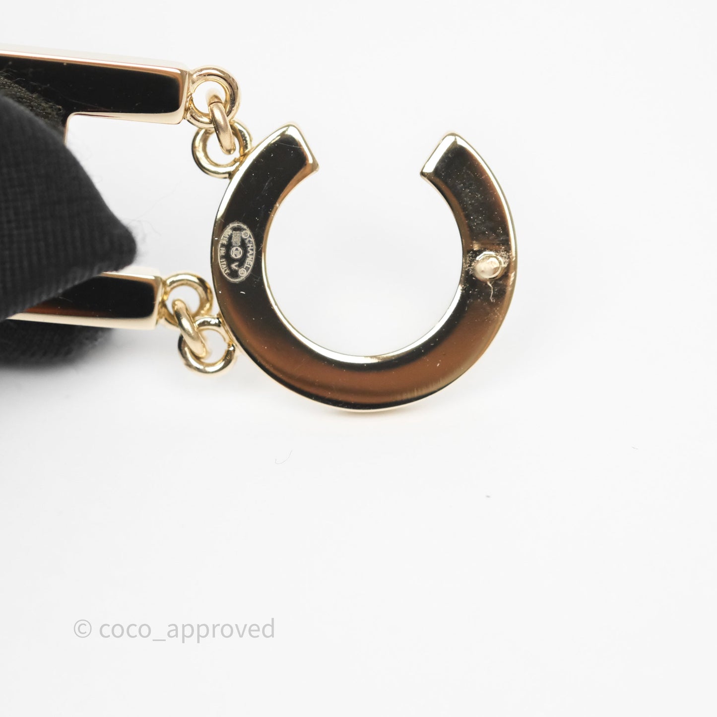 Chanel Letter Cha-Nel Logo Drop Earrings Gold Tone 20V
