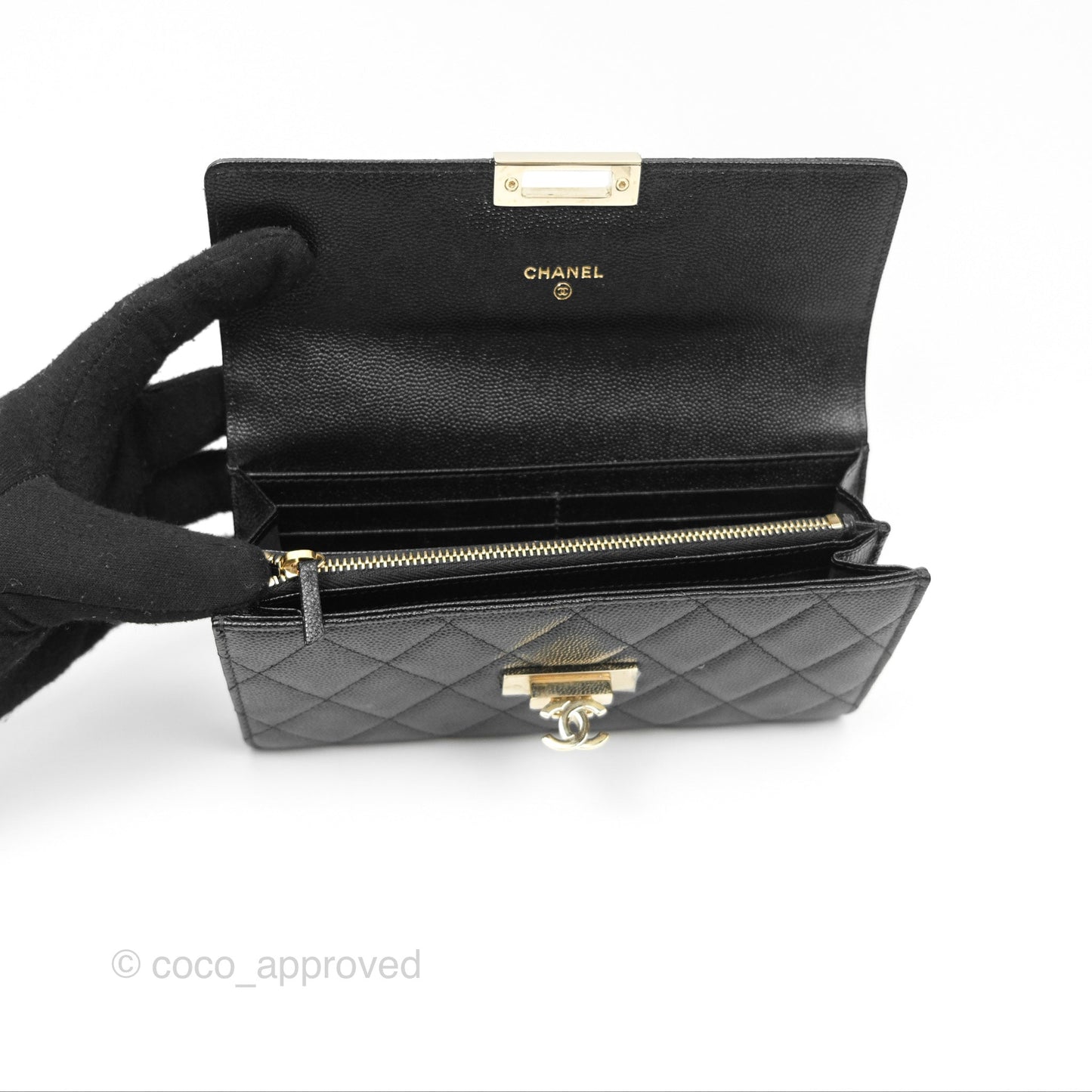 Chanel Golden Class Black Caviar Wallet Gold Hardware