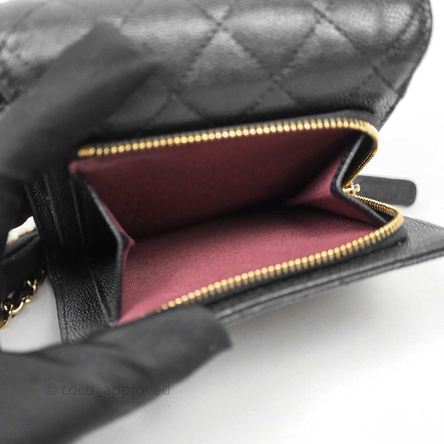 Chanel Quilted Mini Wallet on Chain WOC Black Caviar Gold Hardware