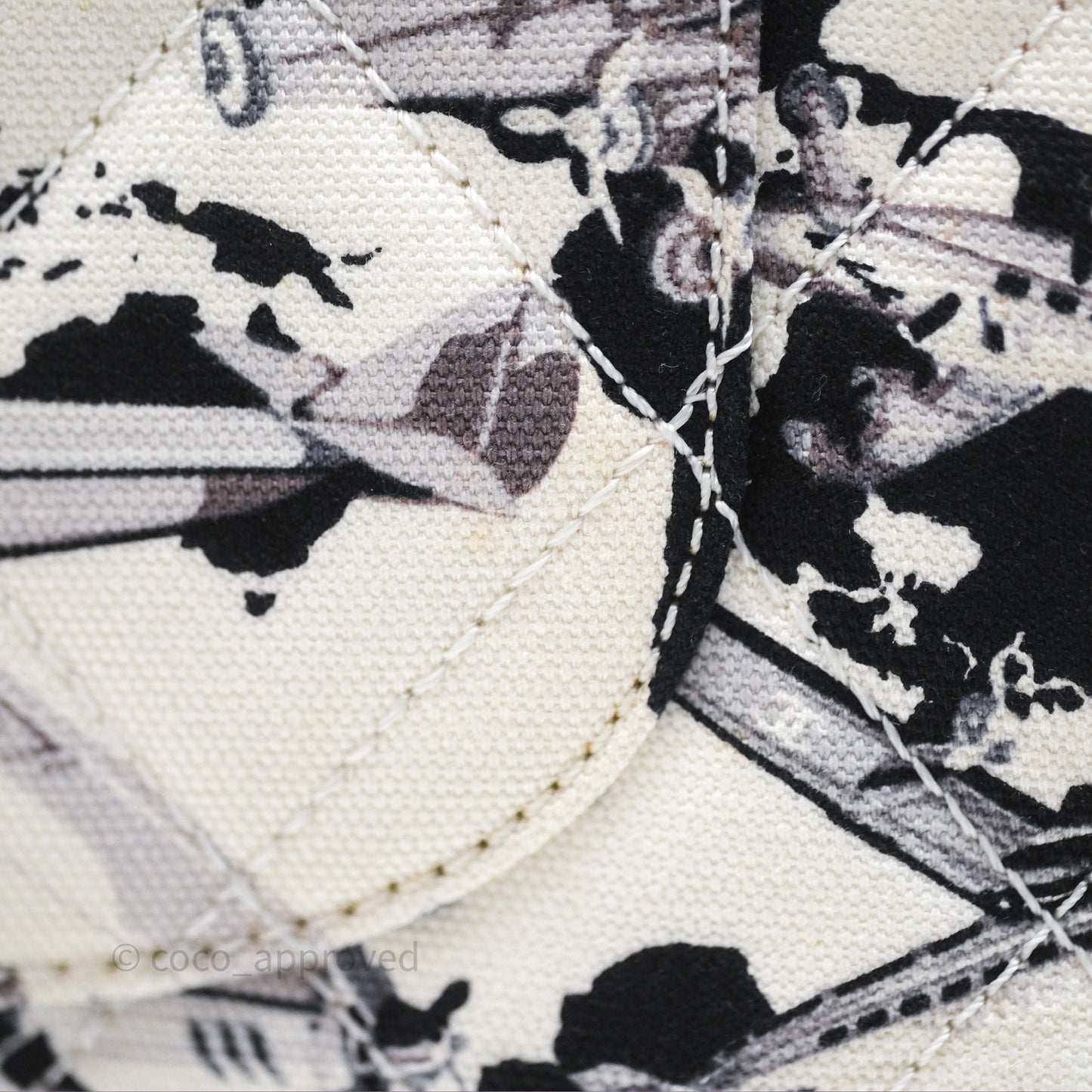 Chanel Quilted Airplane Printed Shoulder Flap Bag Canvas White