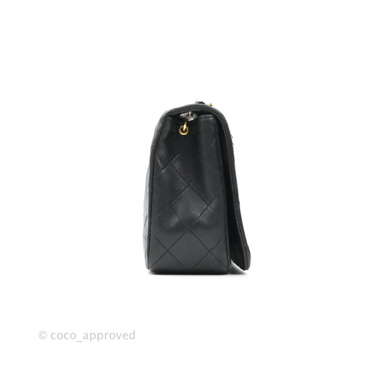 Chanel Vintage Small Single Full Flap Bag Black Lambskin 24K Gold Hardware