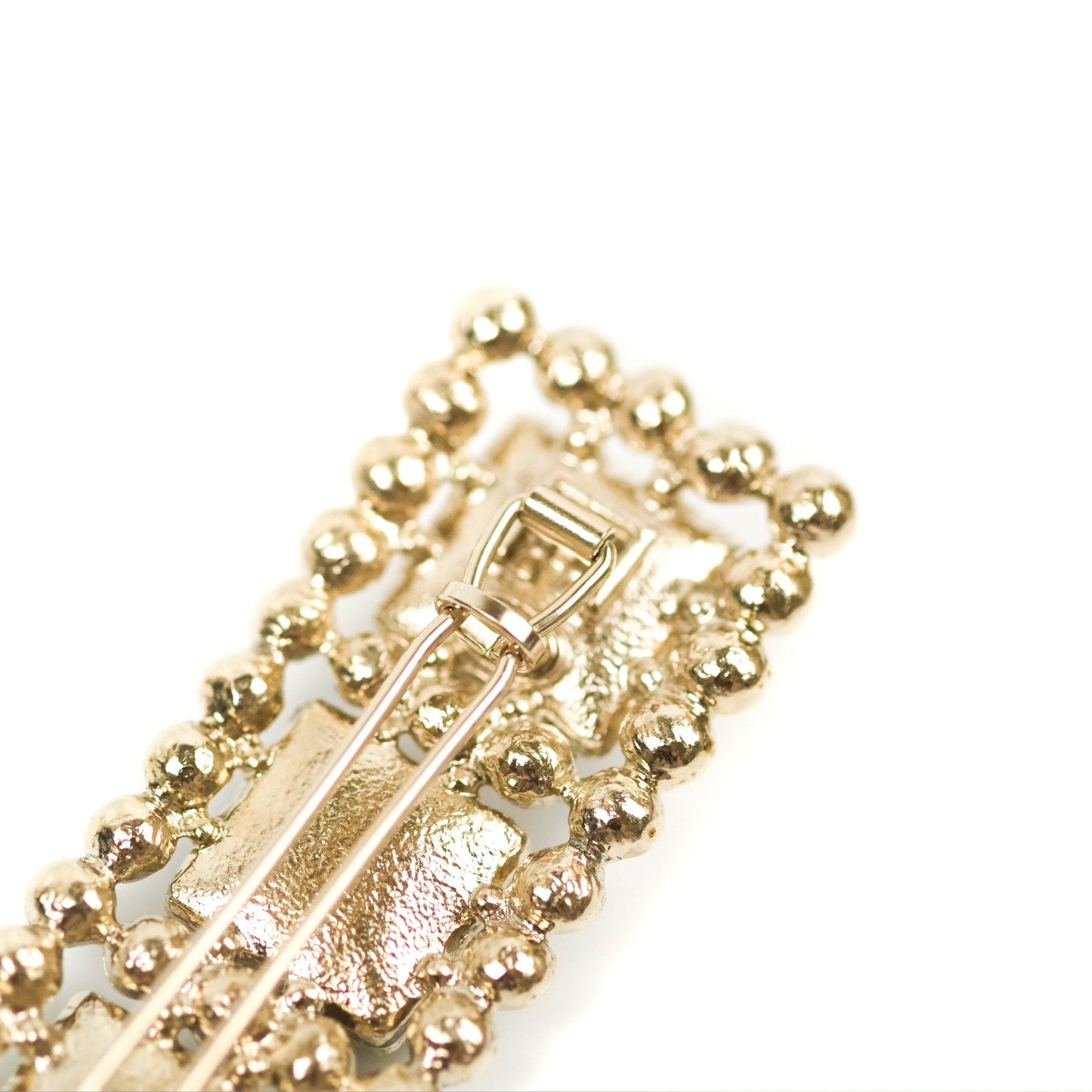 Chanel CC Pearl Grey Square Resin Hair Clip Gold Tone 21V