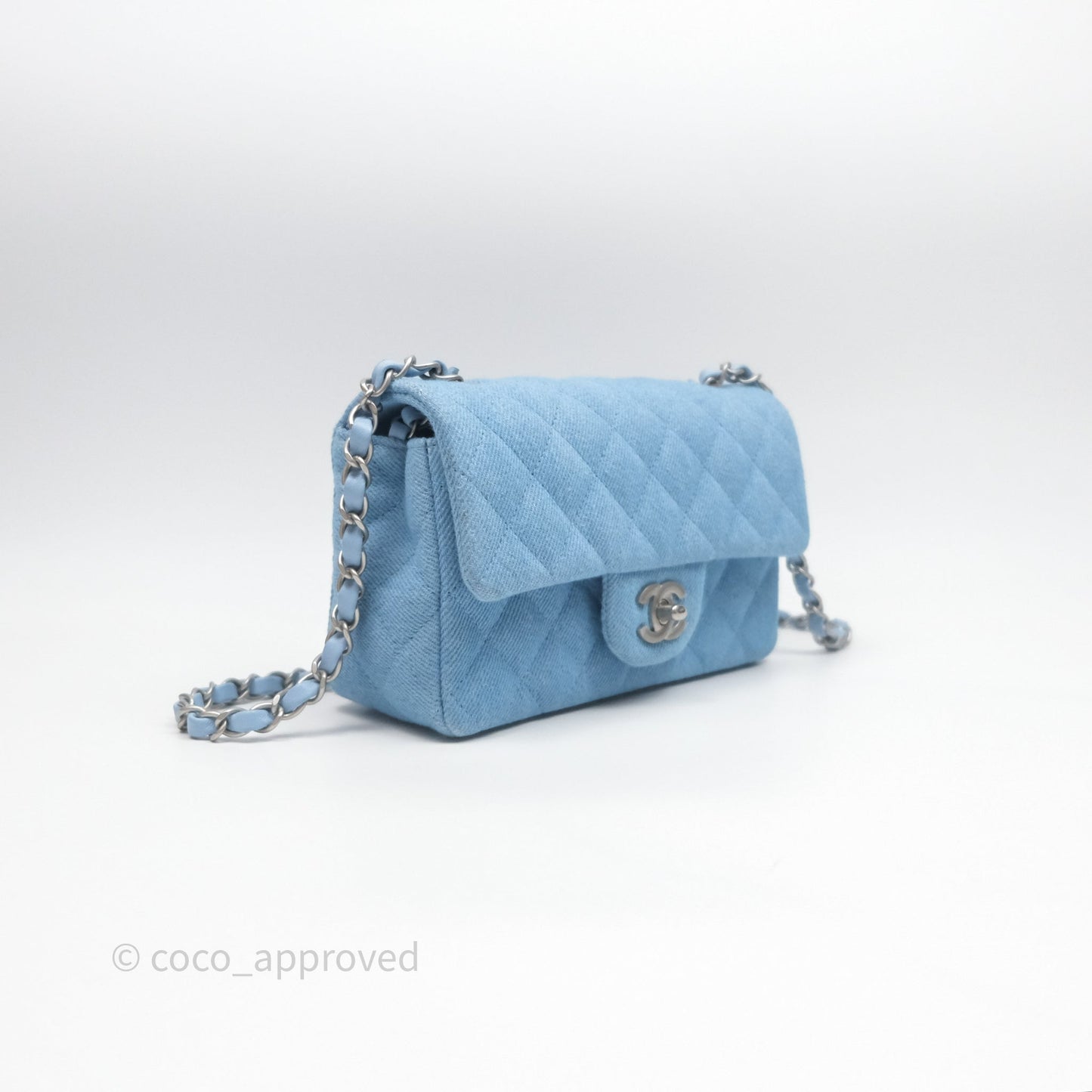 Chanel Quilted Mini Rectangular Flap Denim Matt Silver Hardware