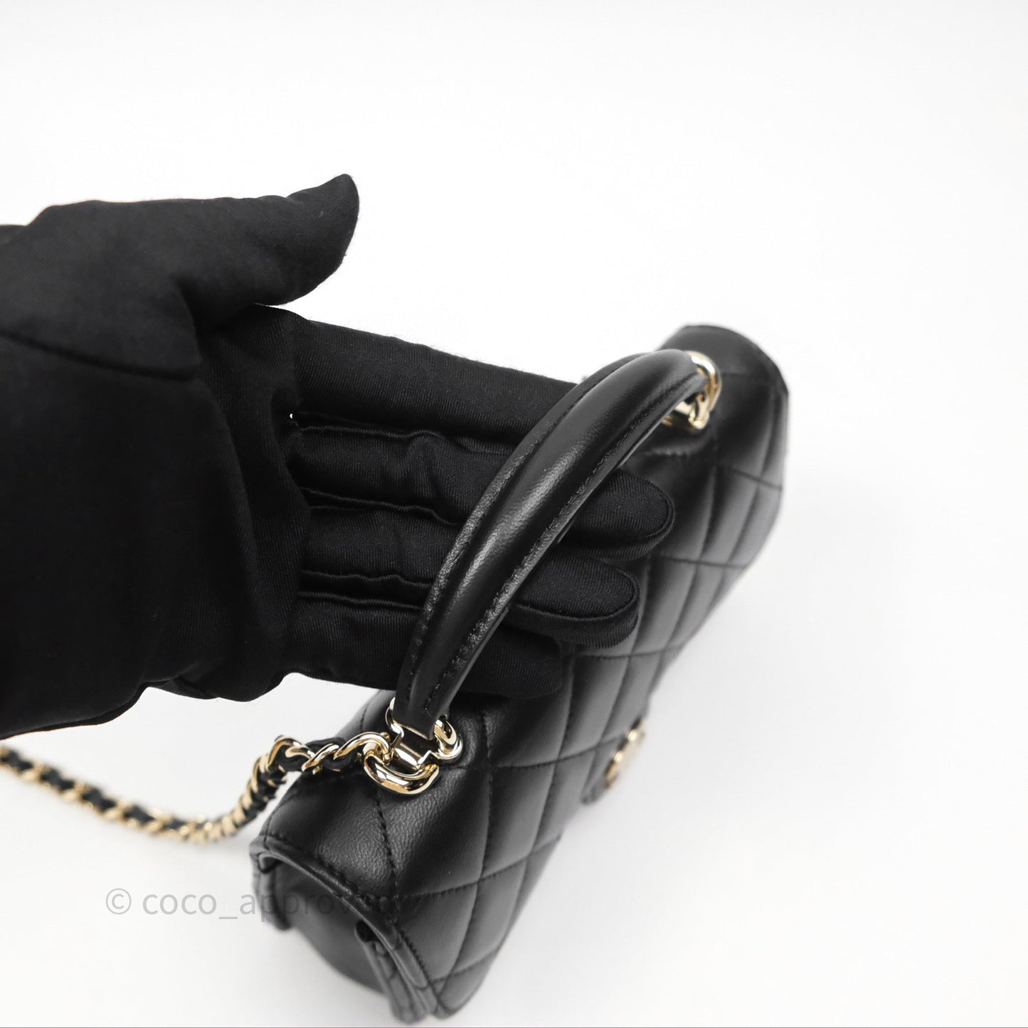 Chanel Top Handle Mini WOC Black Lambskin Gold Hardware