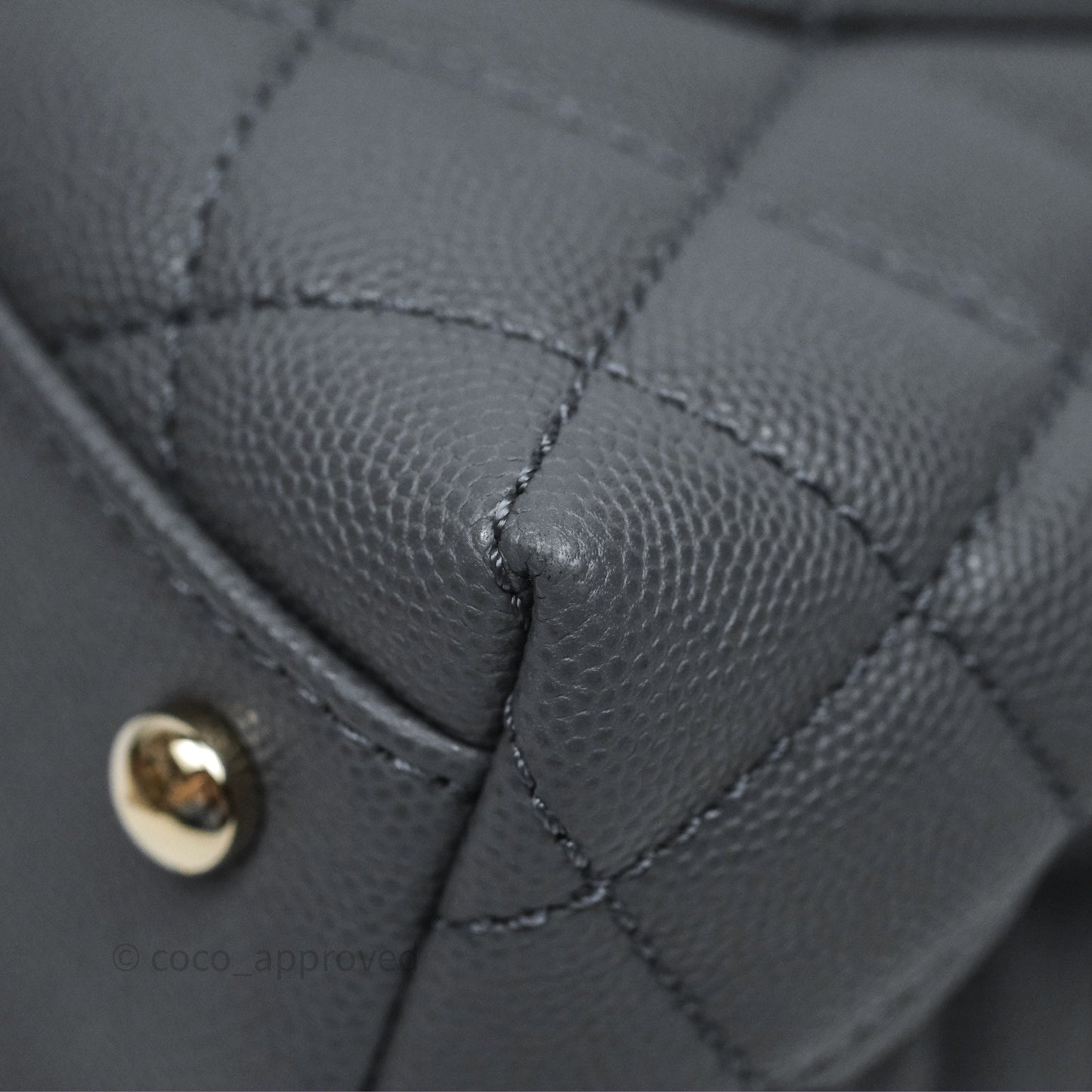 Chanel Small Coco Handle Quilted Grey Caviar Gold Hardware 23K