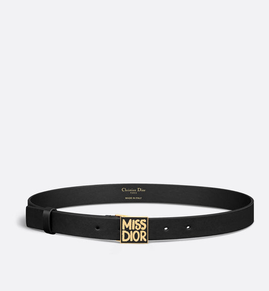 Miss Luxury Dior Graffiti Belt Black Smooth Calfskin 25 mm