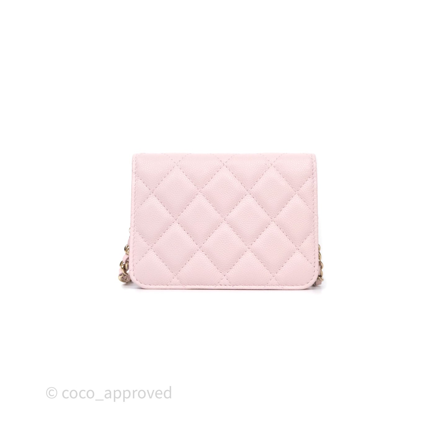 Chanel Mini Wallet With Chain Light Pink Caviar Gold Hardware