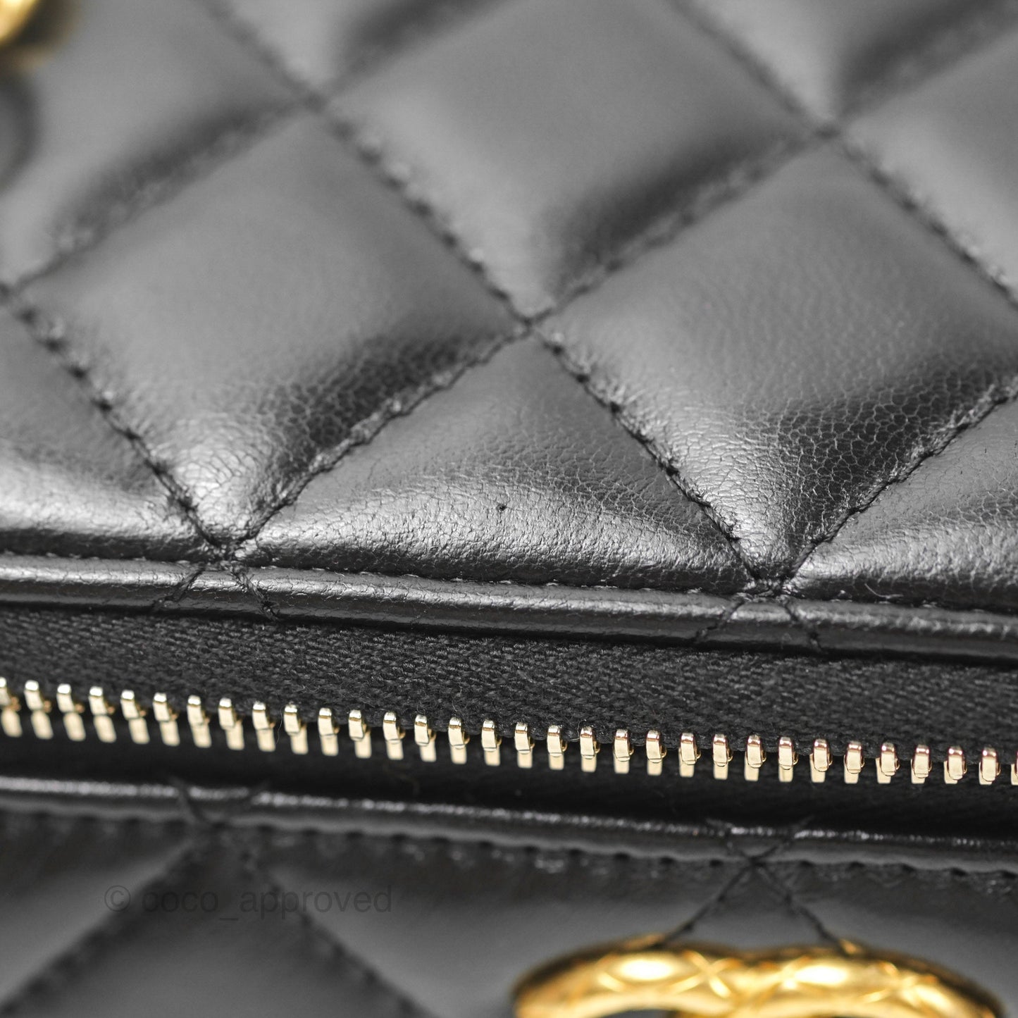 Chanel Vanity with Adjustable Chain Black Lambskin Aged Gold Hardware