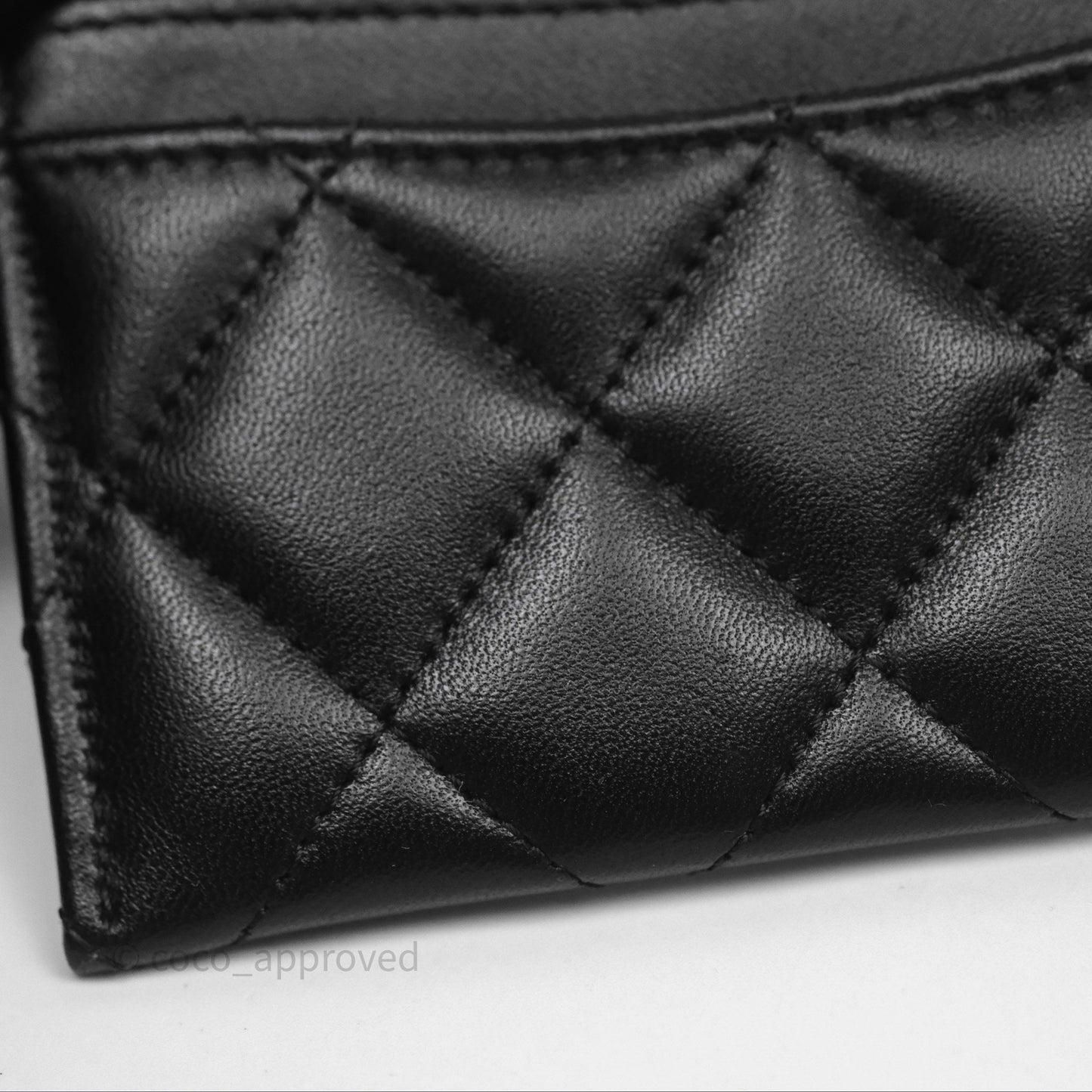 Chanel Classic Flat Card Holder Black Lambskin Silver Hardware