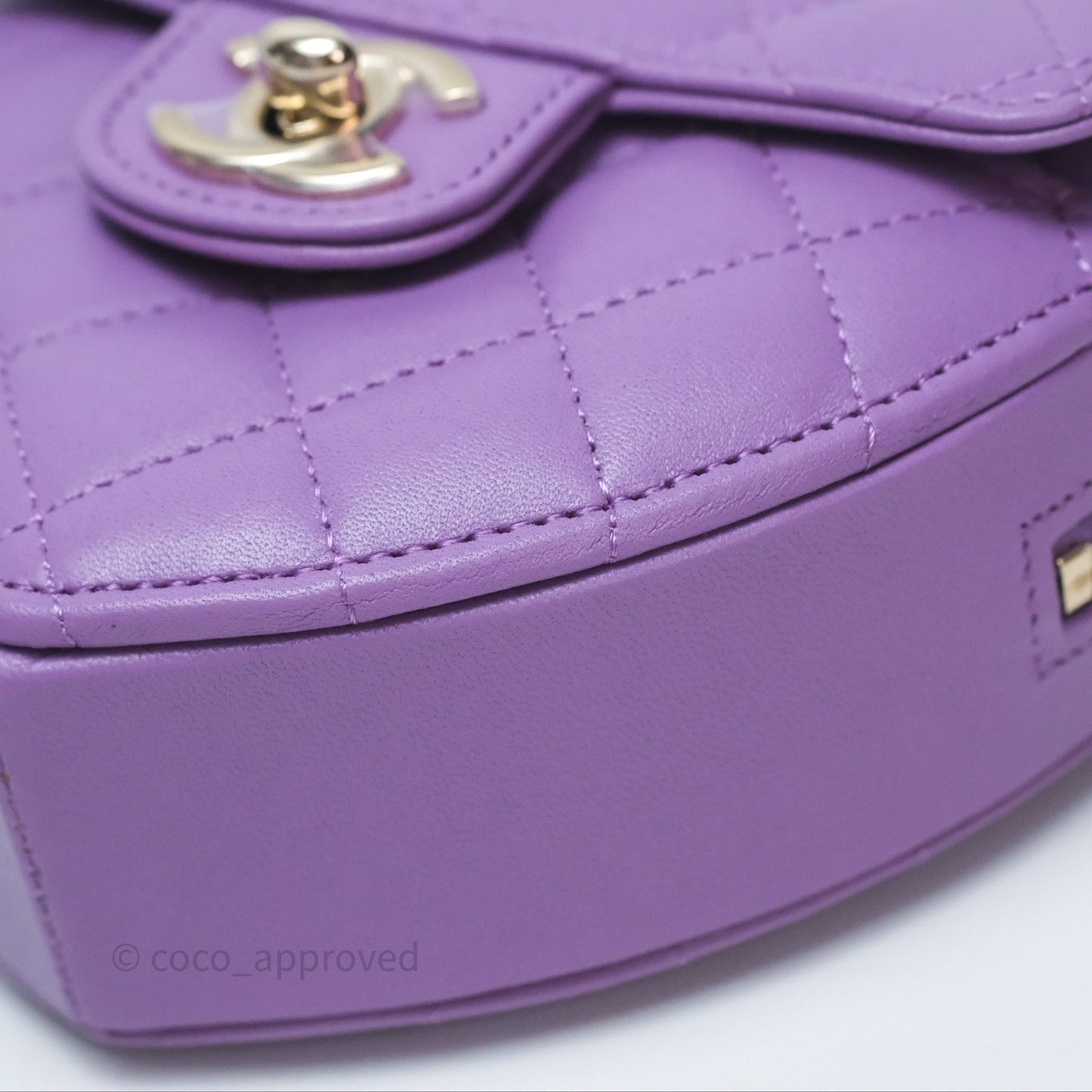 Chanel Small Heart Bag Purple Lambskin Gold Hardware 22S