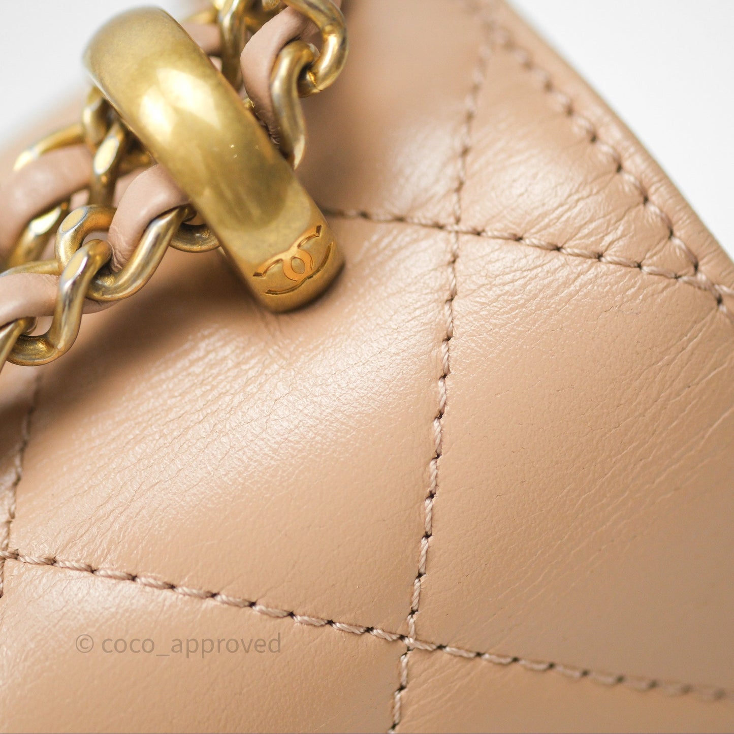Chanel Quilted Mini Perfect Fit Adjustable Beige Calfskin Gold Hardware