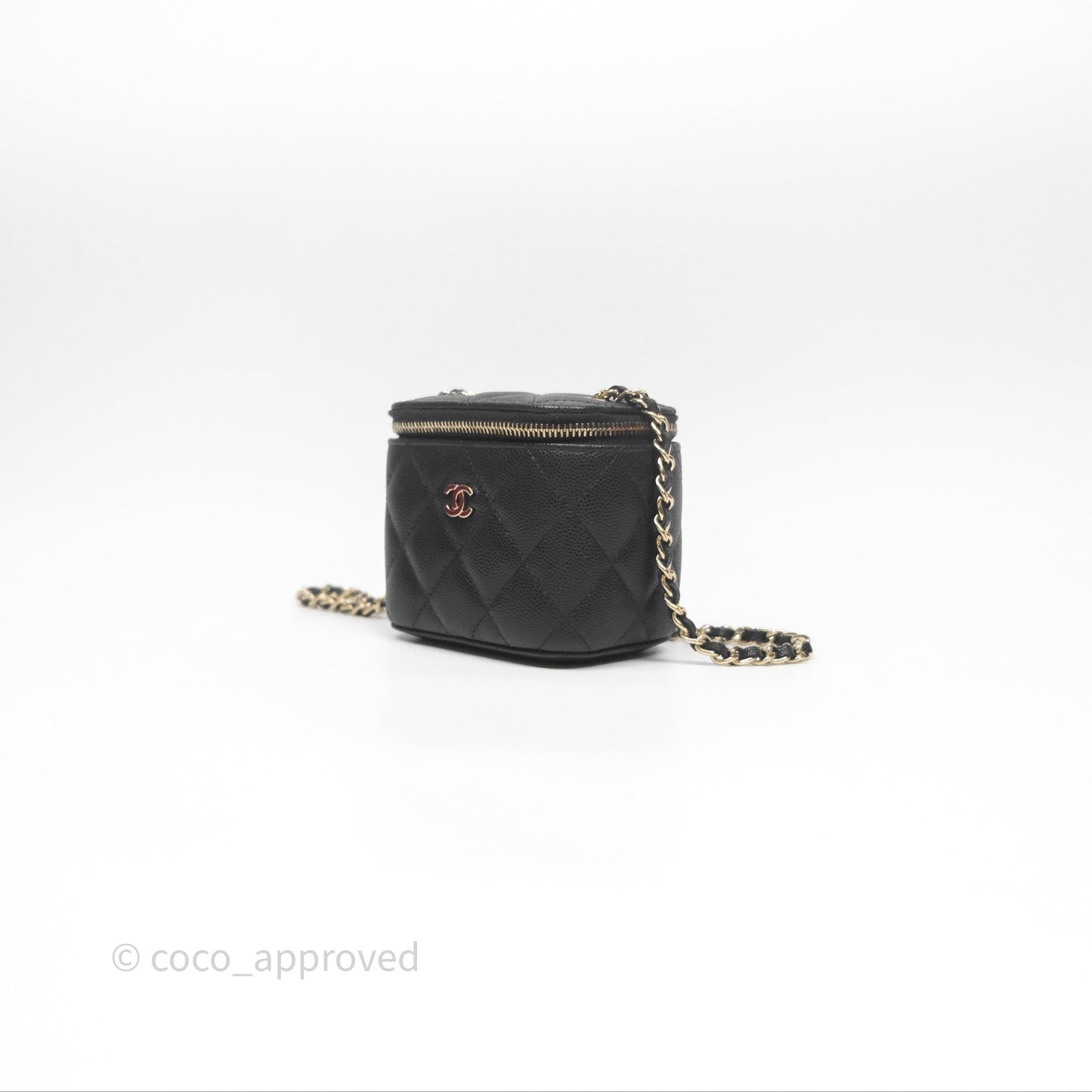 Chanel Mini Vanity With Chain Black Caviar Gold Hardware