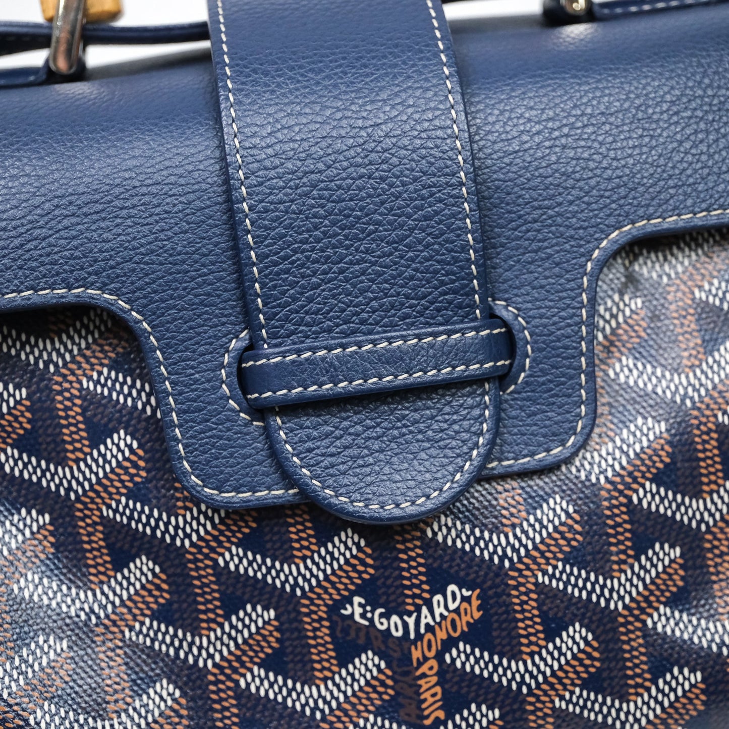 Goyard Saïgon Mini Bag Chevroches Calfskin Navy Silver Hardware
