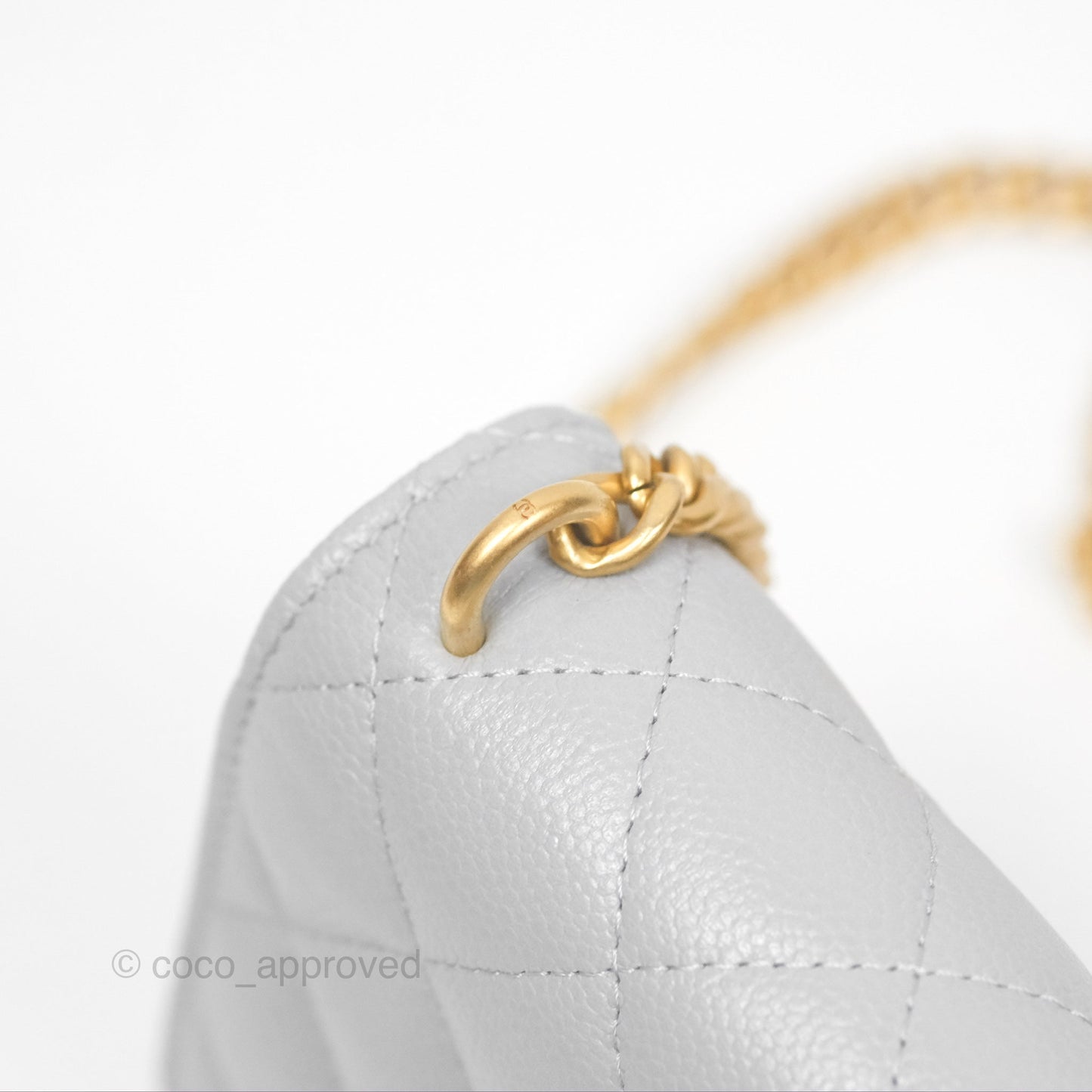Chanel Heart Adjustable Chain WOC Grey Caviar Aged Gold Hardware