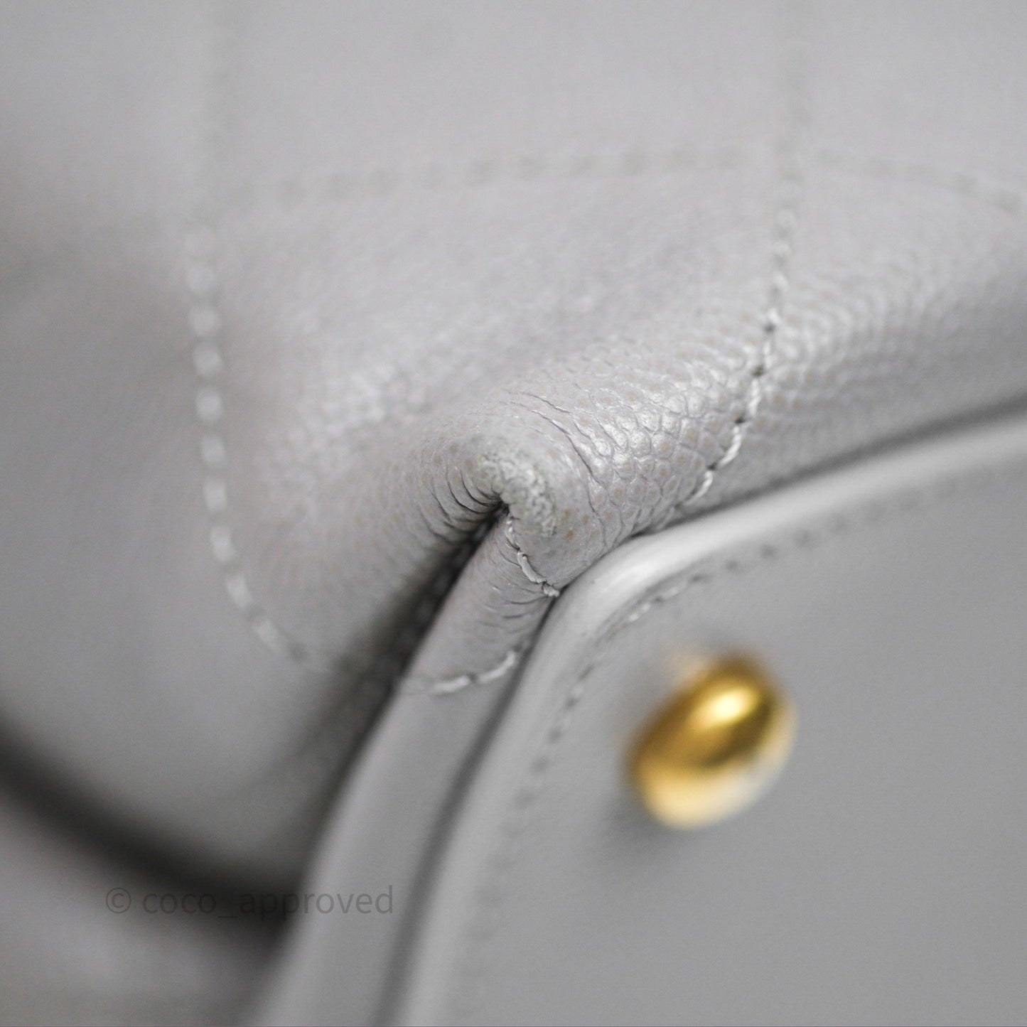 Chanel Drawstring Bucket Bag Grey Grained Calfskin Aged Gold Hardware