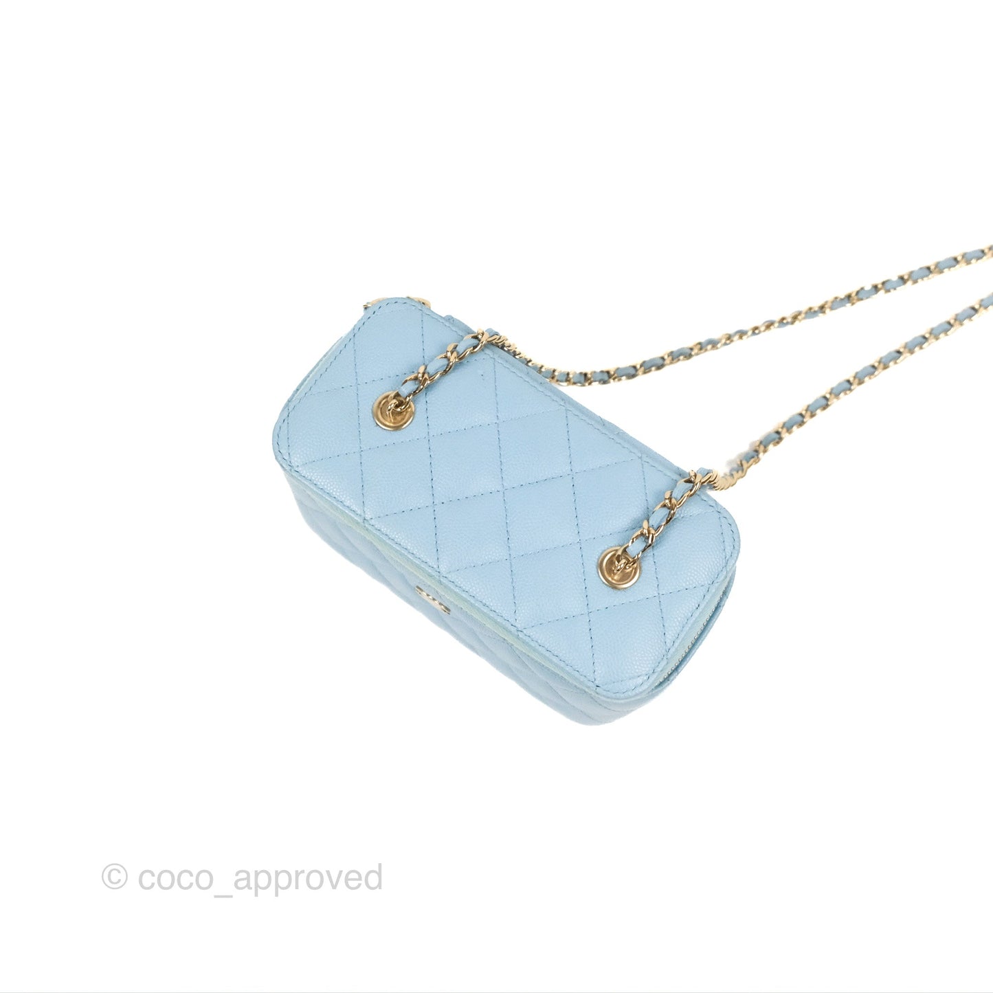 Chanel Vanity with Chain Blue Caviar Aged Gold Hardware