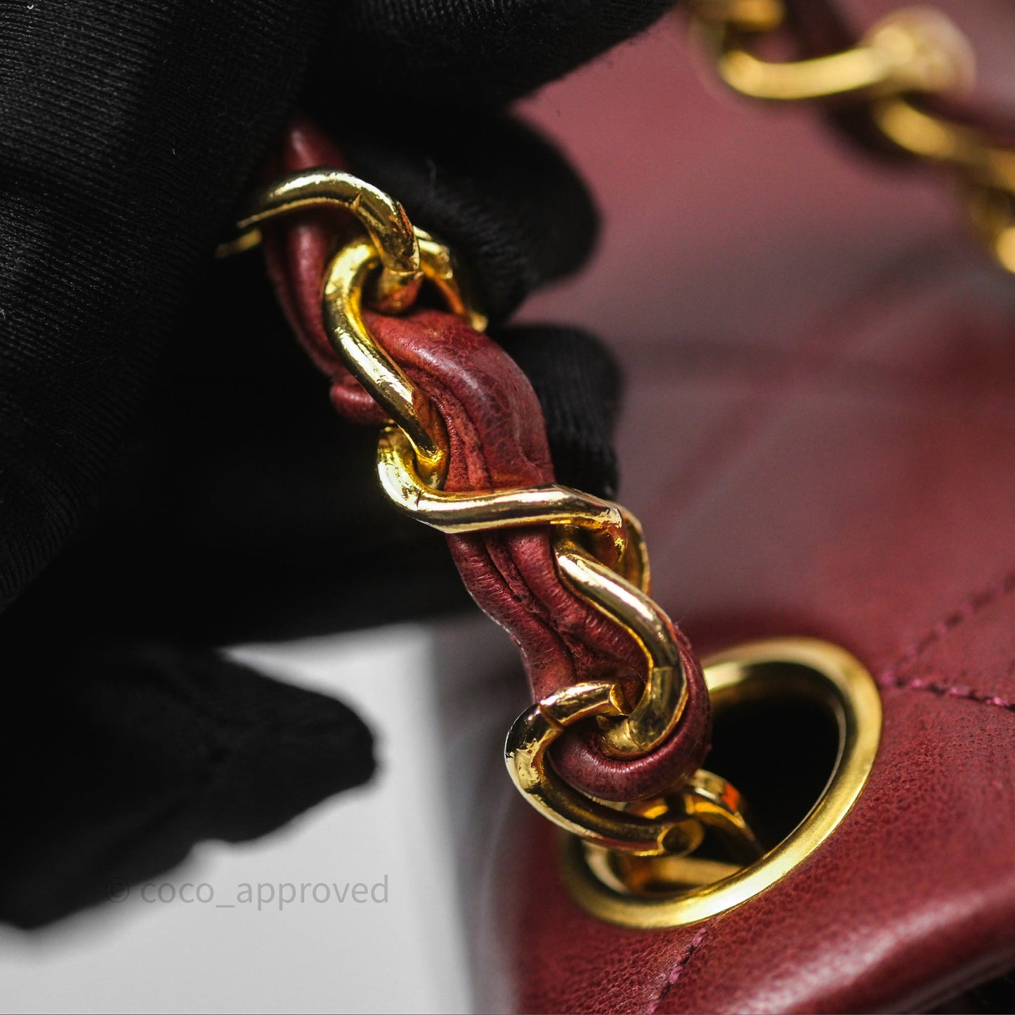 Chanel Vintage Mini Square Burgundy Lambskin 24K Gold Hardware