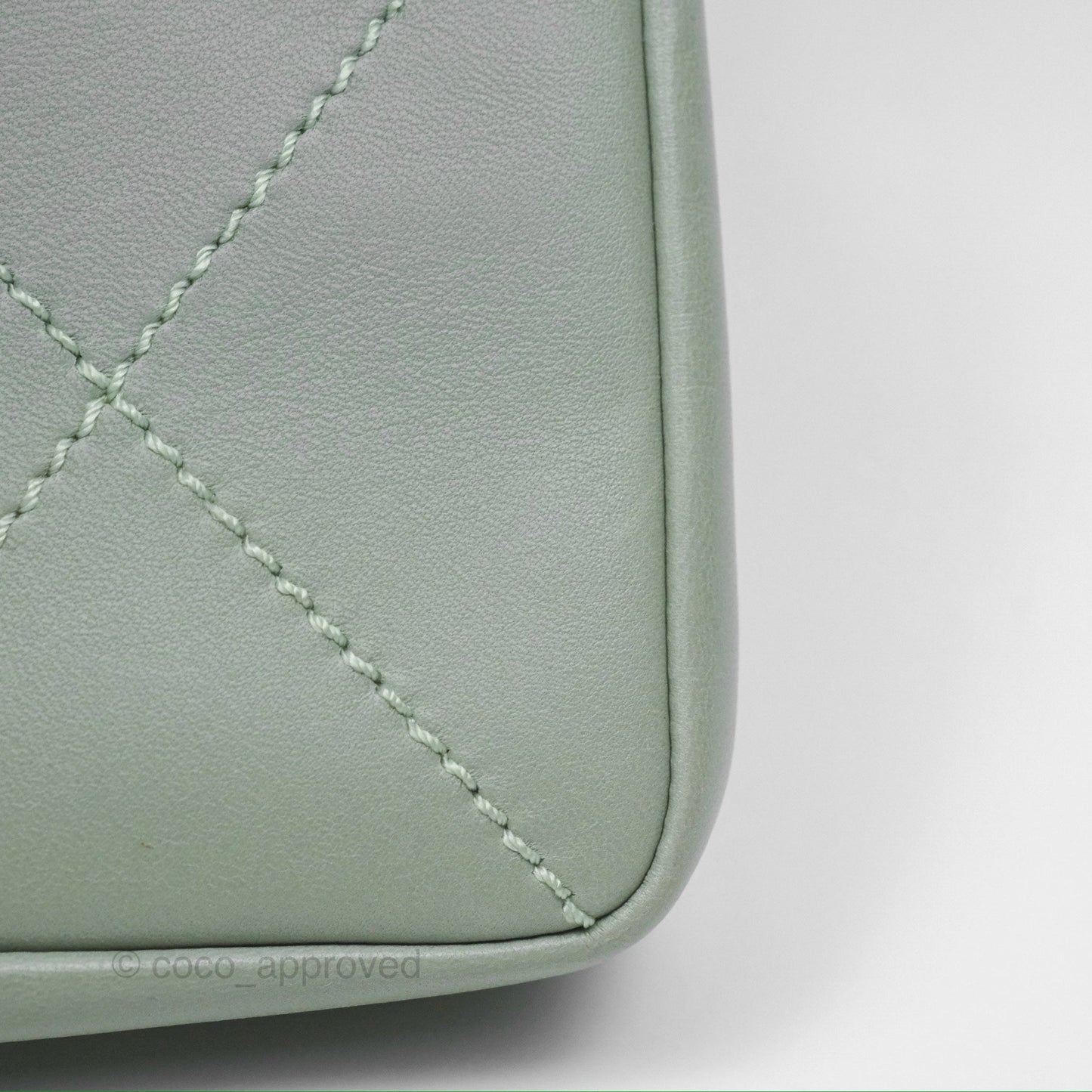 Chanel CC East West Flap Bag Lambskin Mint Green Silver Hardware