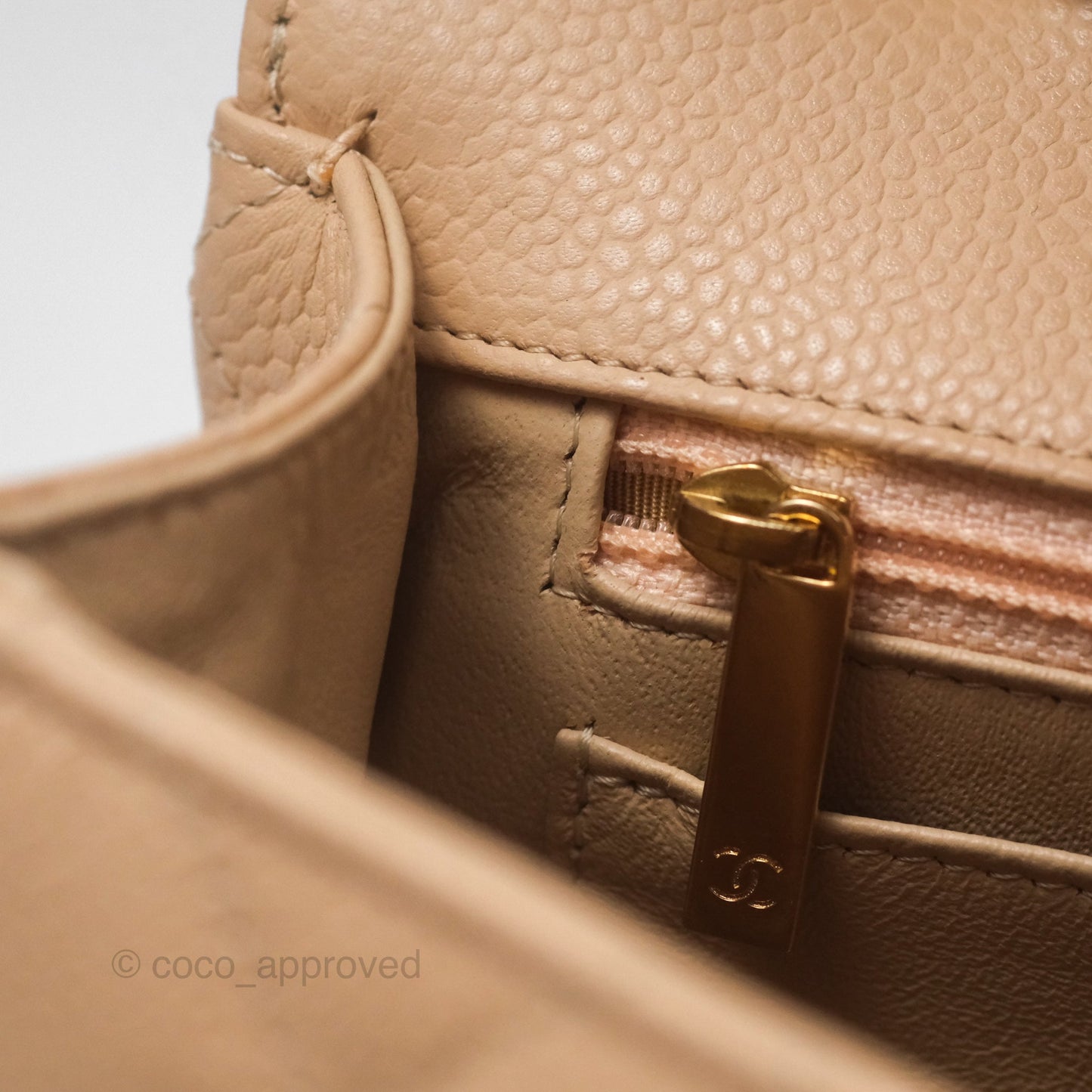 Chanel Jumbo Single Flap Quilted Beige Caviar Gold Hardware